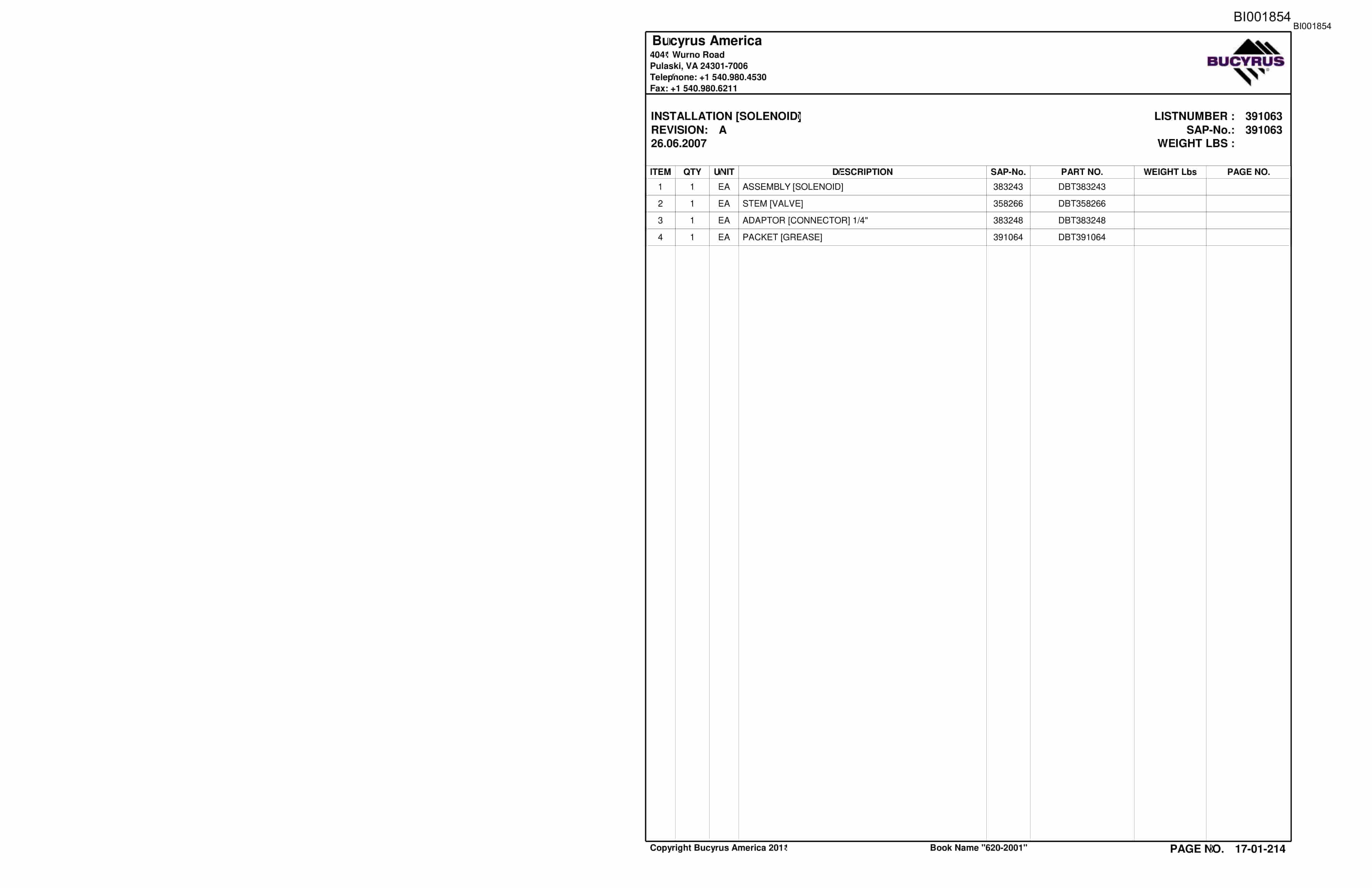 Caterpillar Versatrac Parts Manual BI001854-3