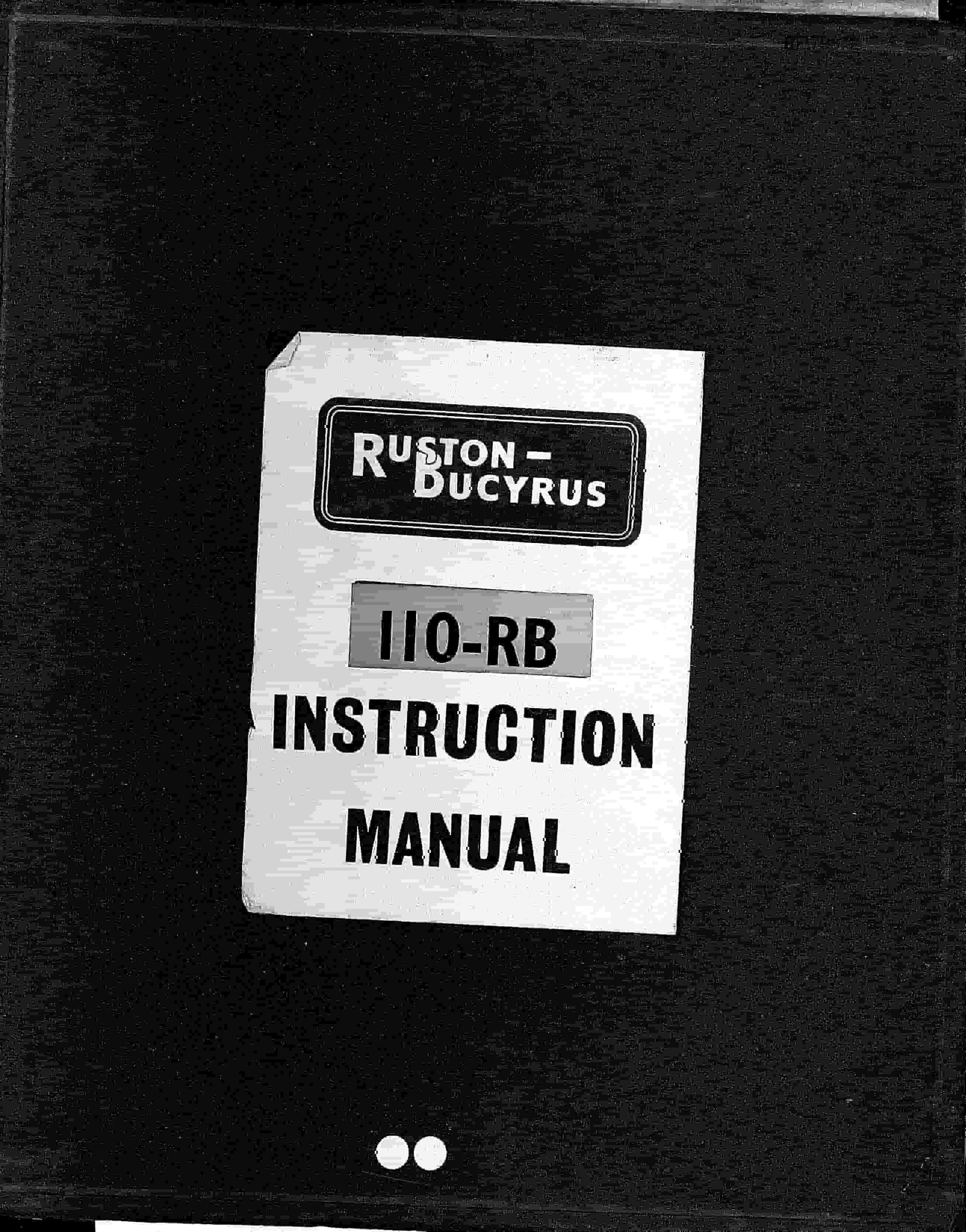 Bucyrus 110-RB Excavator Instruction Manual BI379872