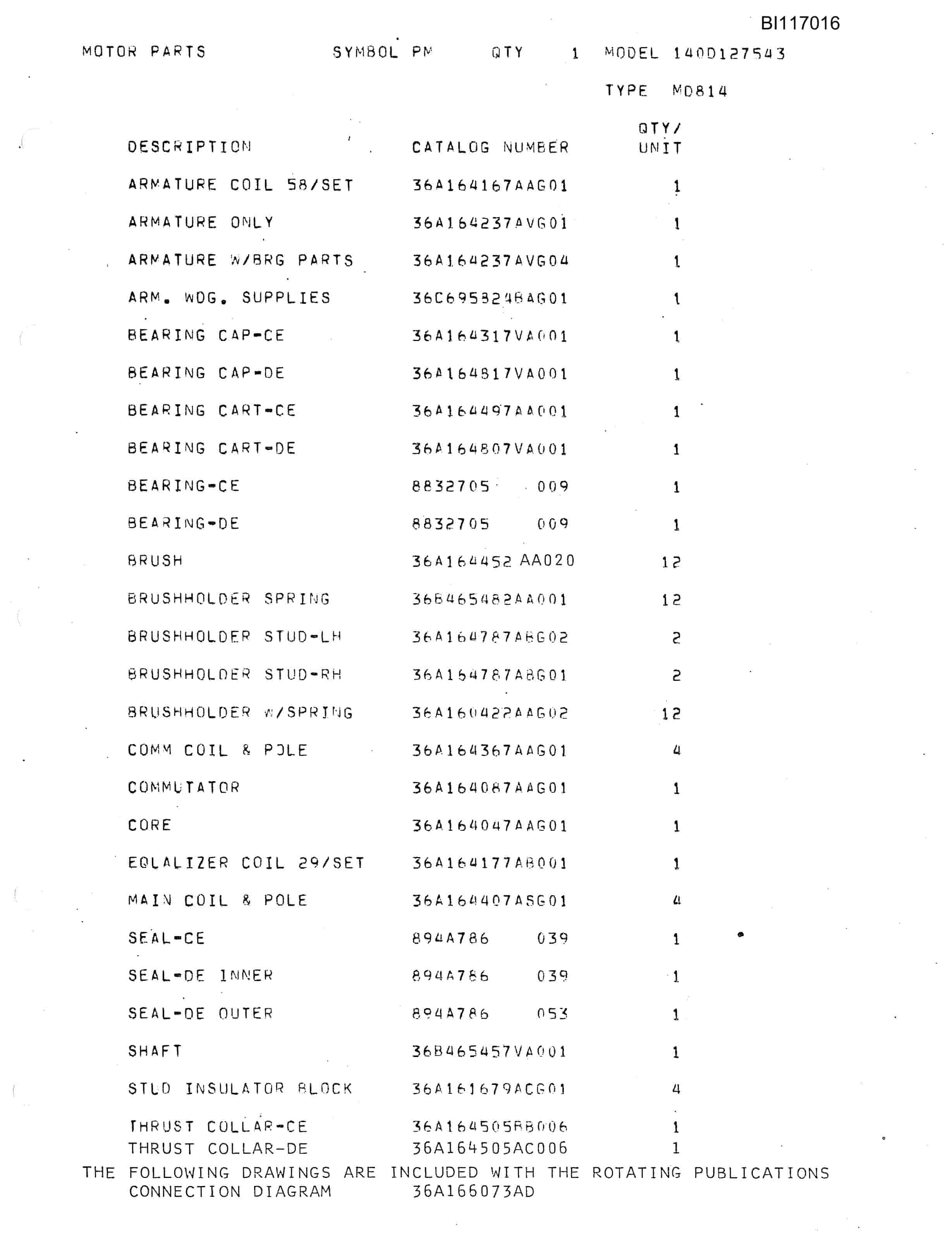 Bucyrus 1260-W Dragline Parts Catalog BI117016-2