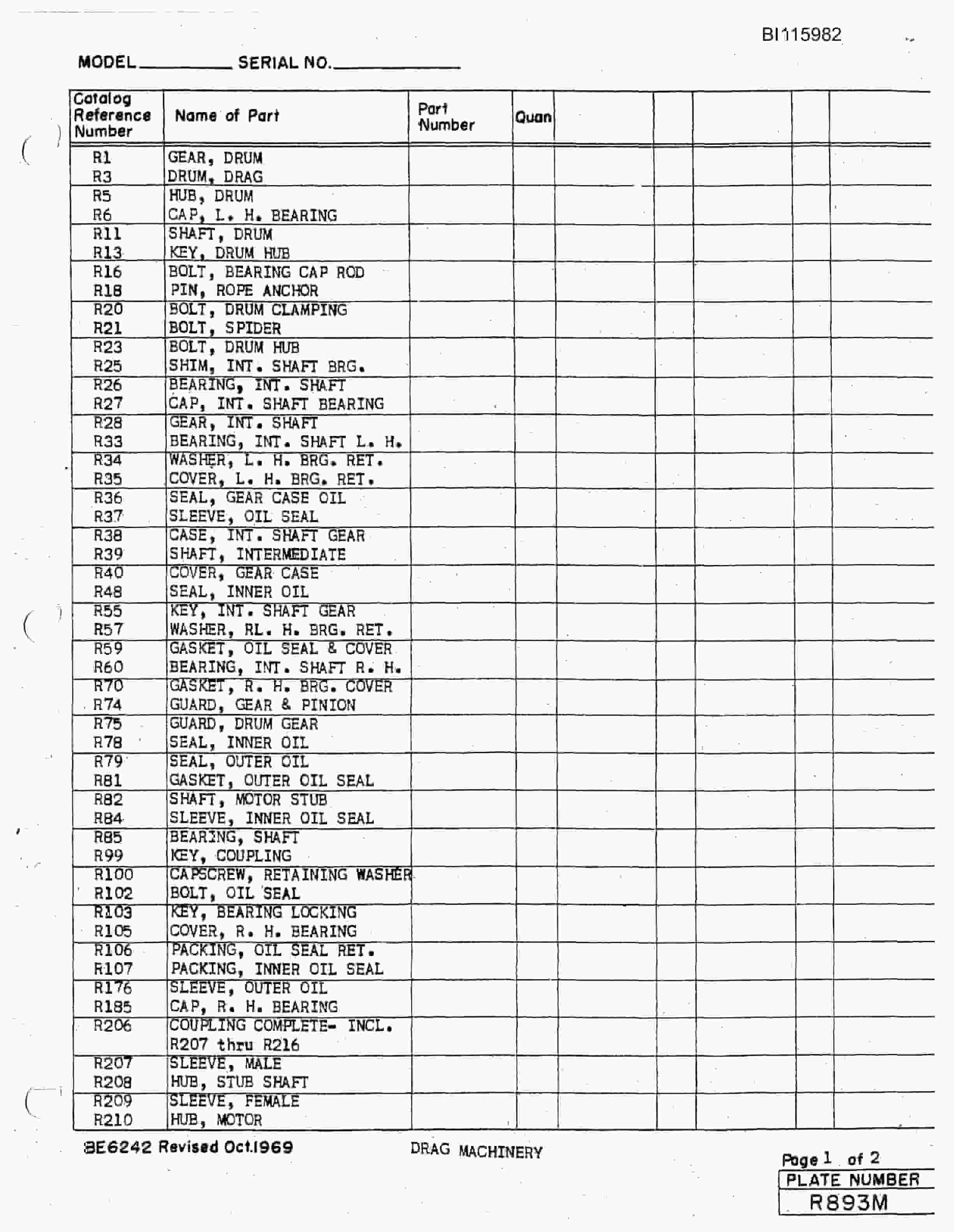 Bucyrus 1260-W Dragline Technical Manual BI115982-2