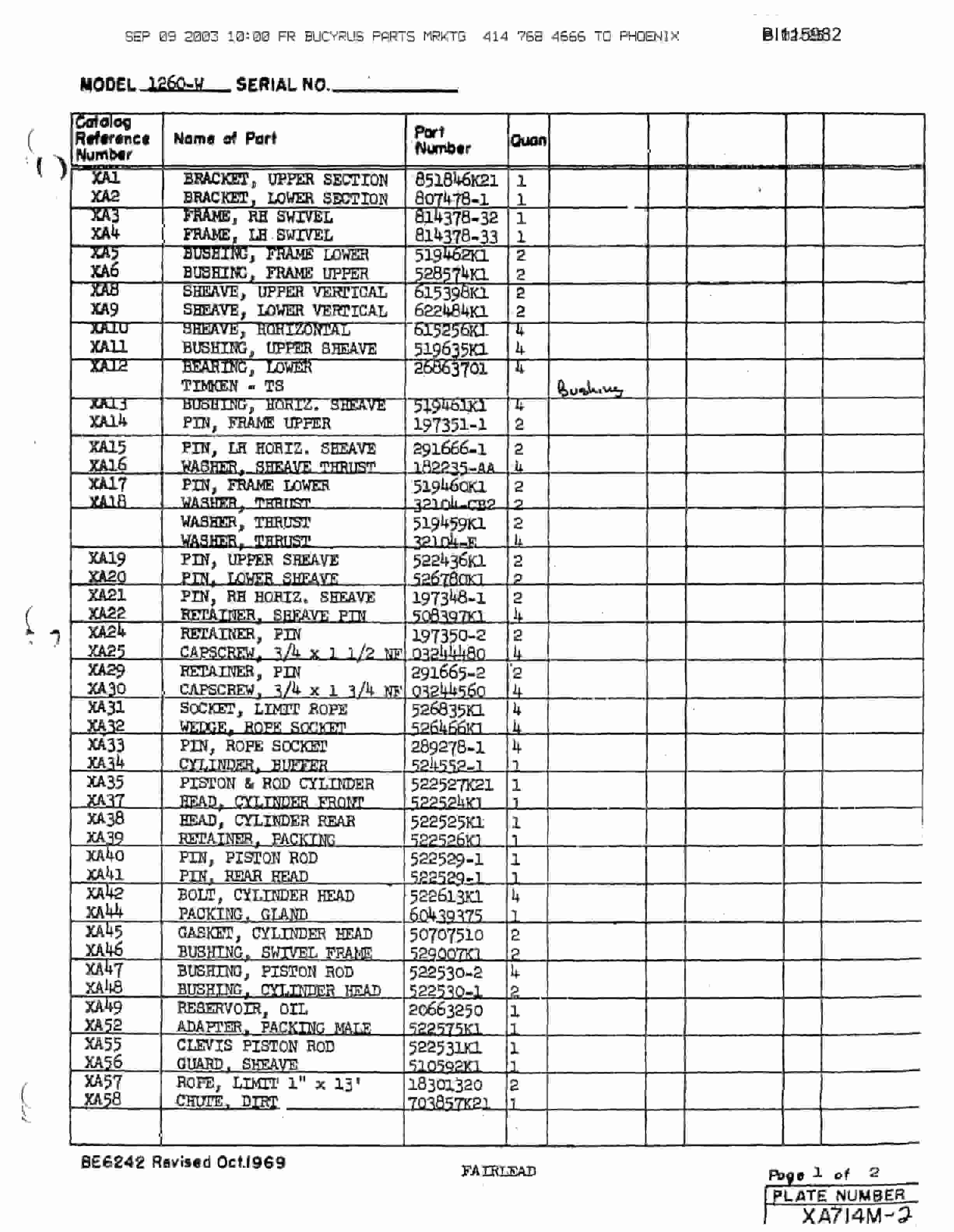 Bucyrus 1260-W Dragline Technical Manual BI115982-3