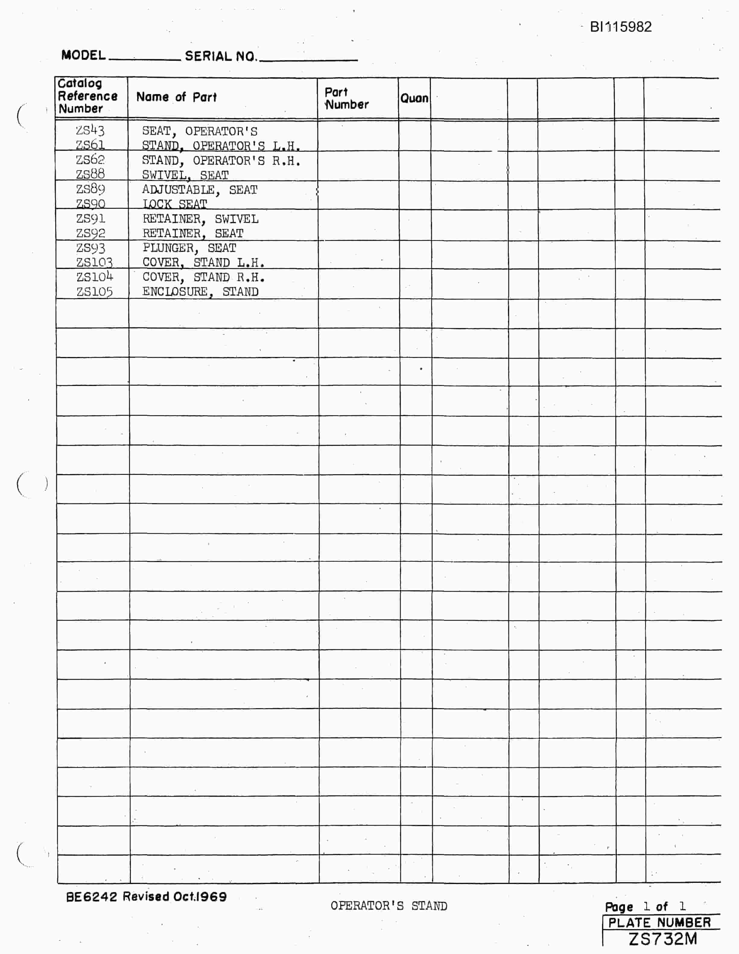 Bucyrus 1260-W Dragline Technical Manual BI115982-5