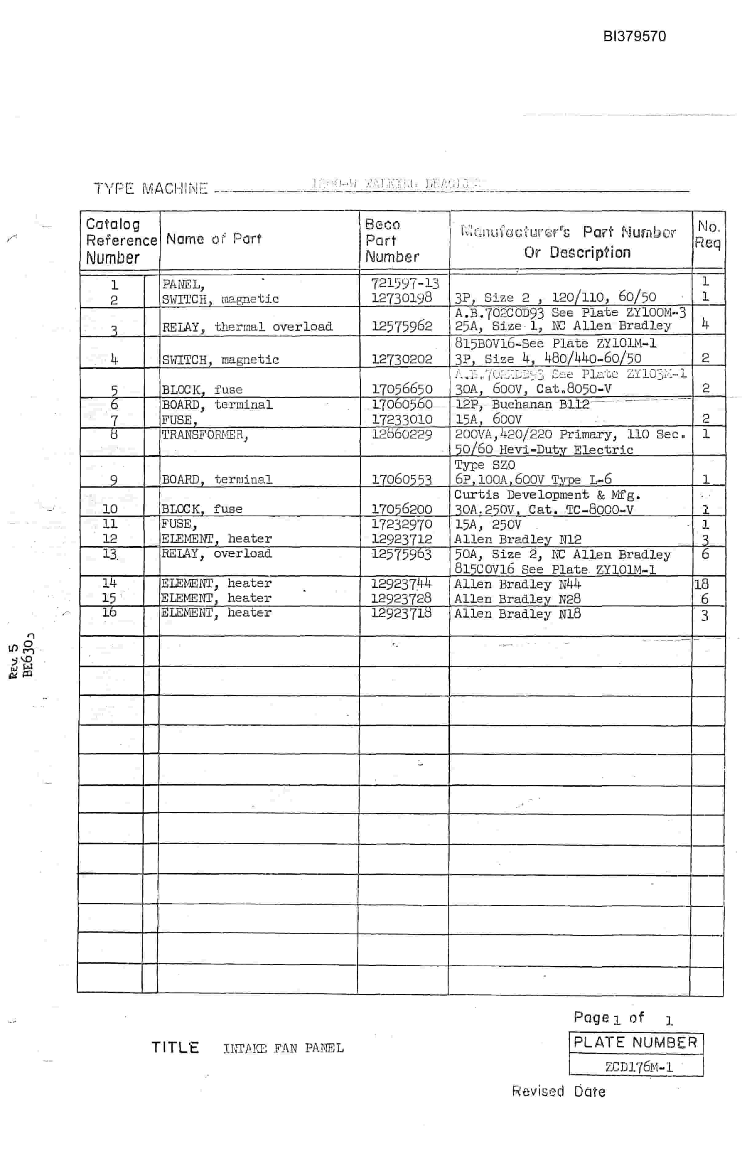 Bucyrus 1260-W Walking Dragline Parts Catalog BI379570-4