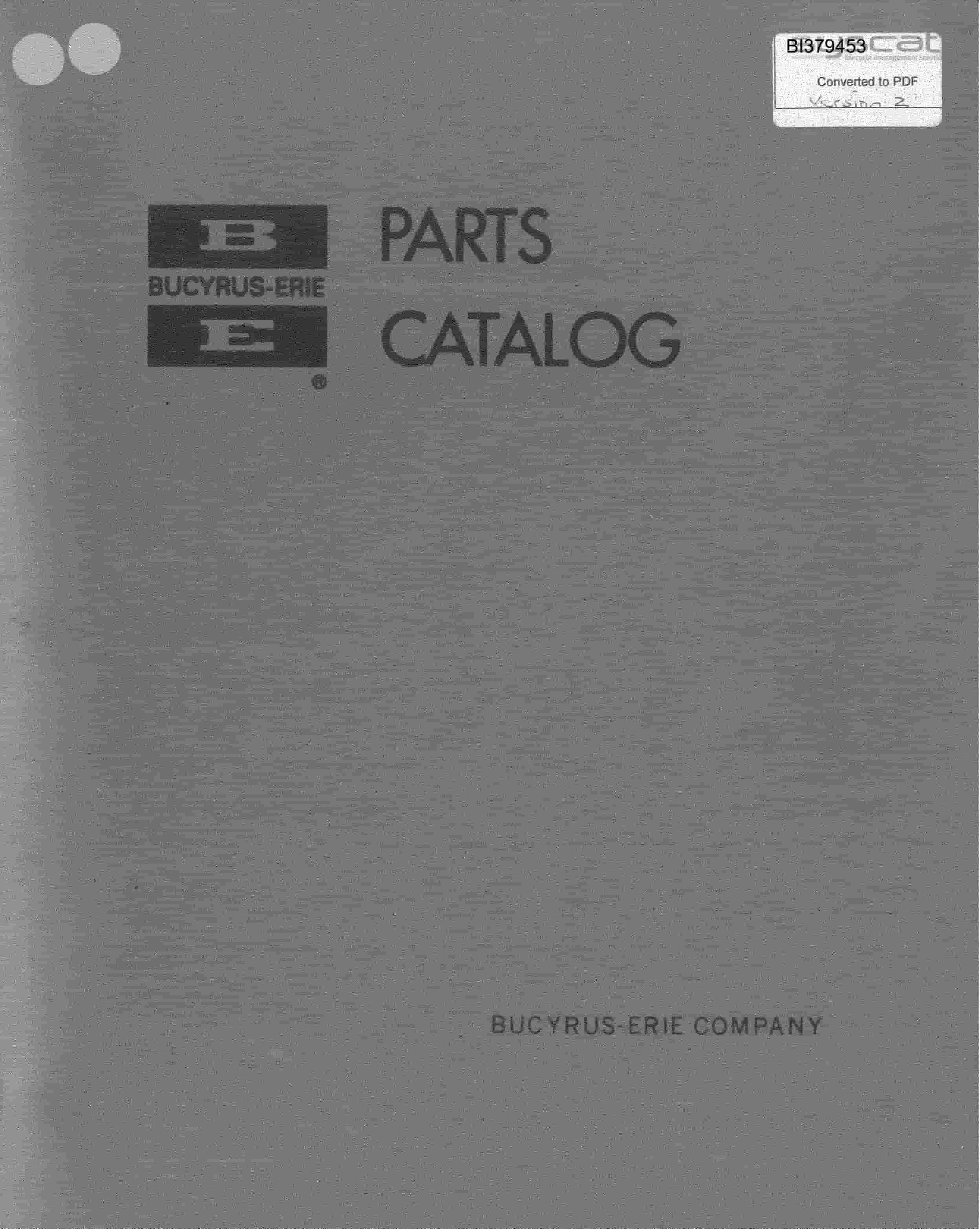 Bucyrus 1260W Drill Parts Catalog BI379453