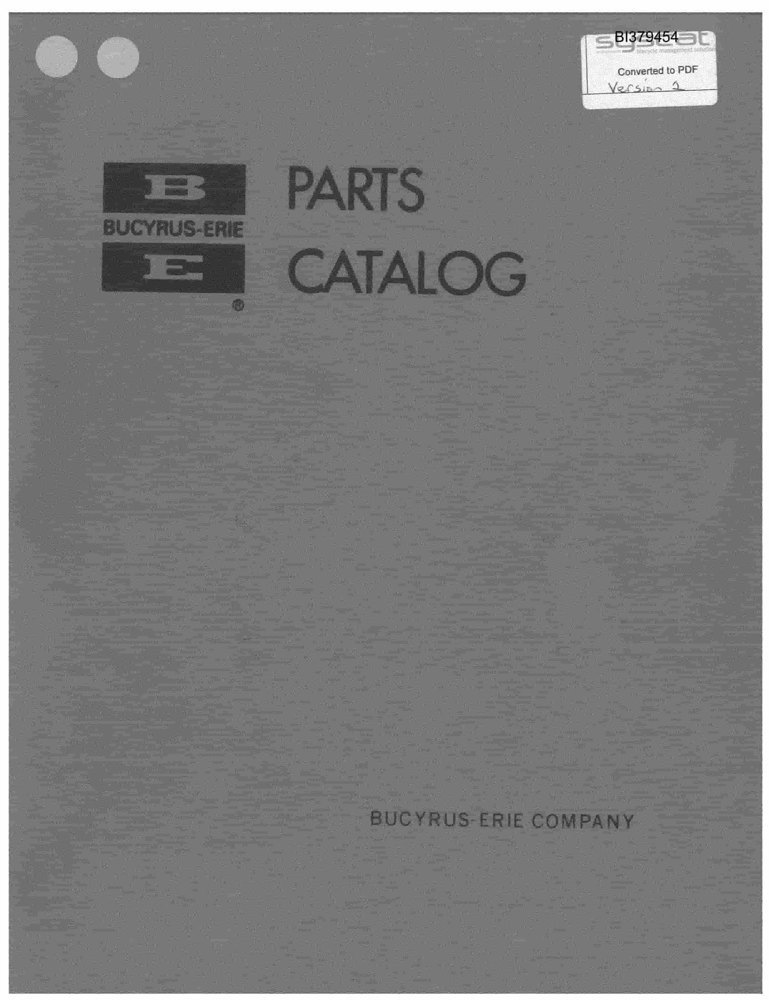 Bucyrus 1260W Drill Parts Catalog BI379454