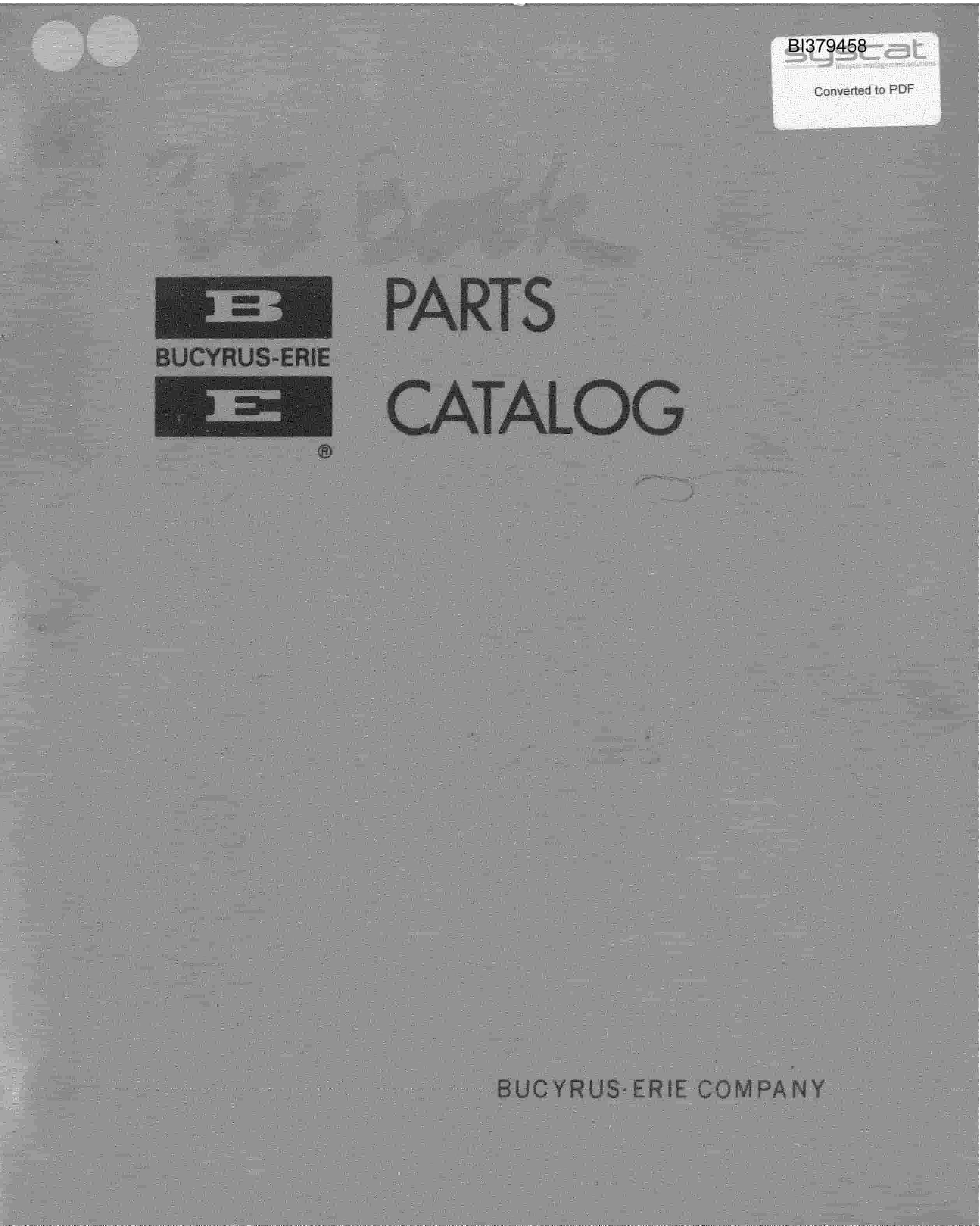 Bucyrus 1260W Drill Parts Catalog BI379458