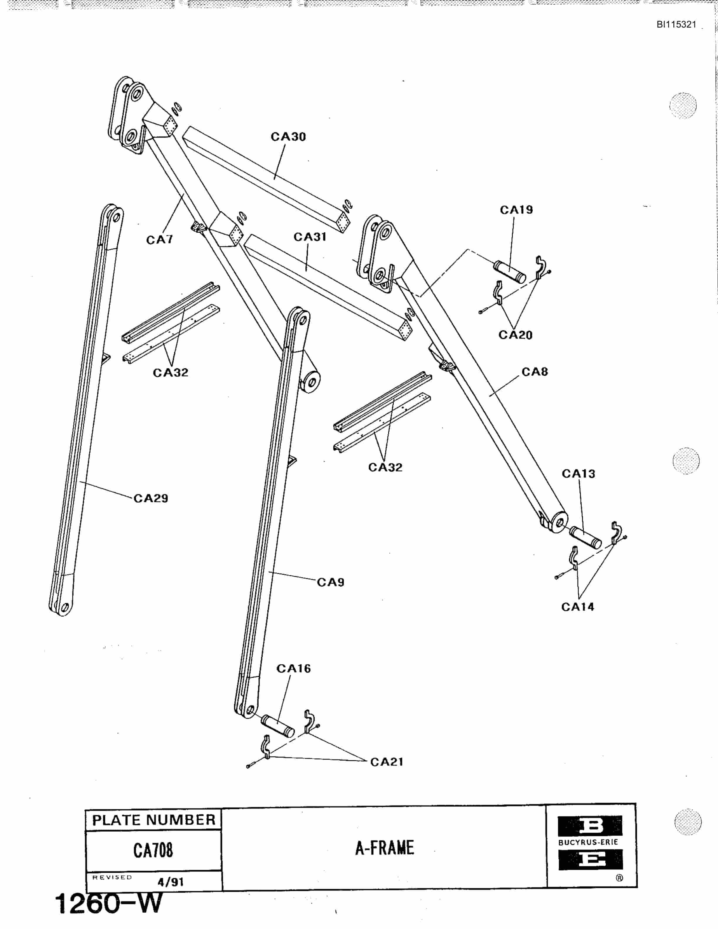 Bucyrus 1260W Walking Dragline Parts Catalog BI115321-2