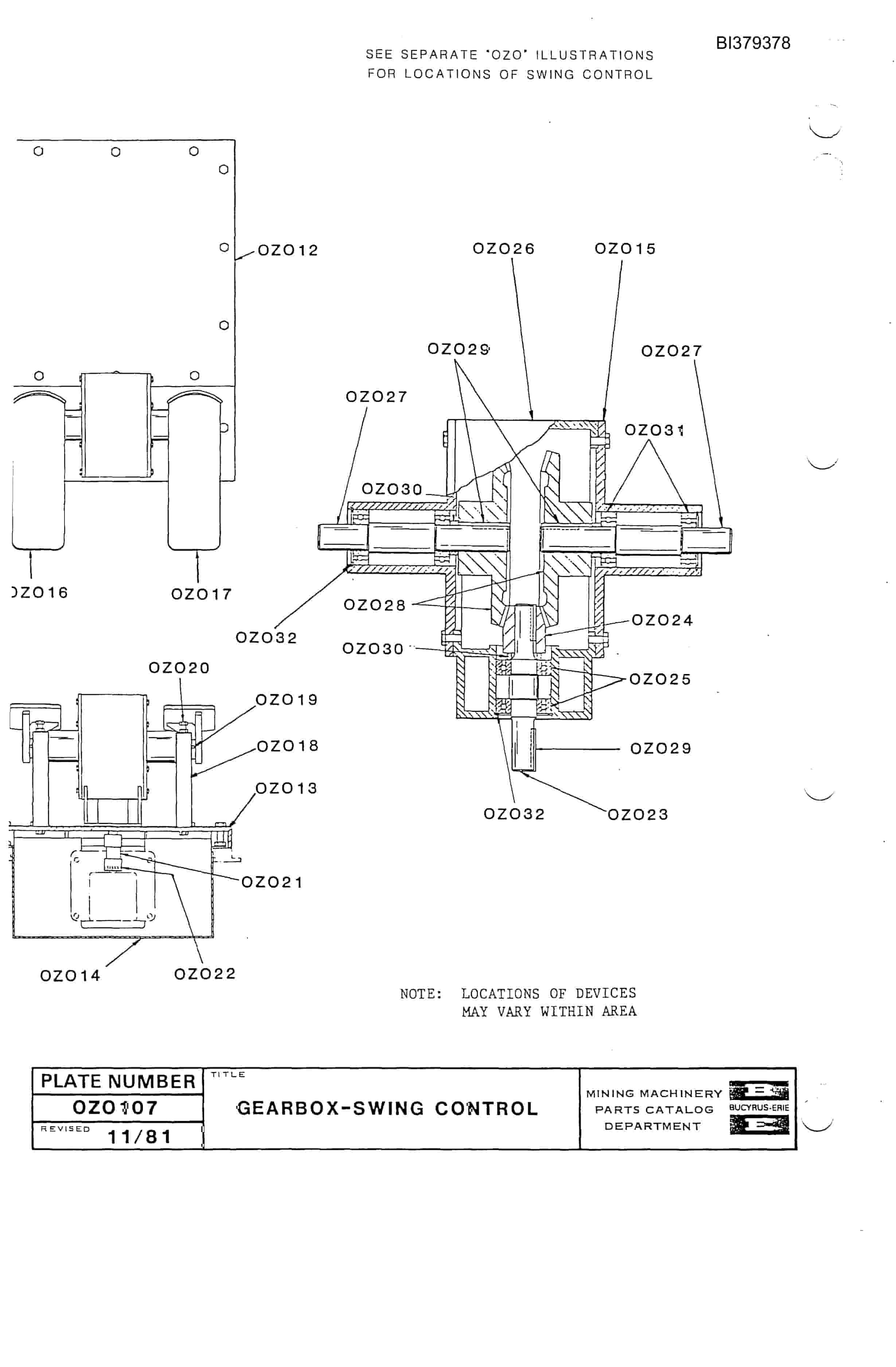 Bucyrus 1260W Walking Dragline Parts Catalog BI379378-3