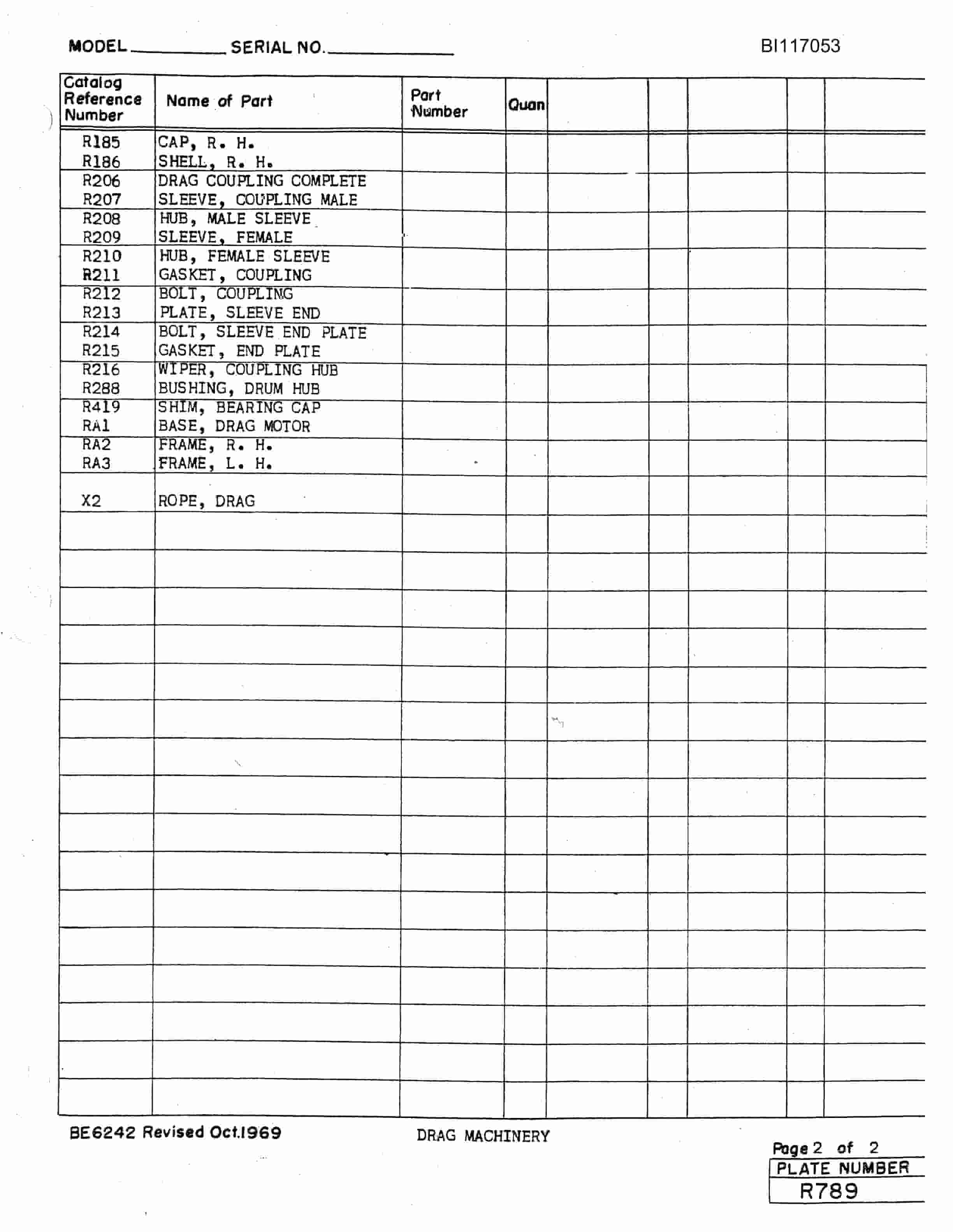 Bucyrus 1260W Walking Dragline Parts Manual BI117053-3