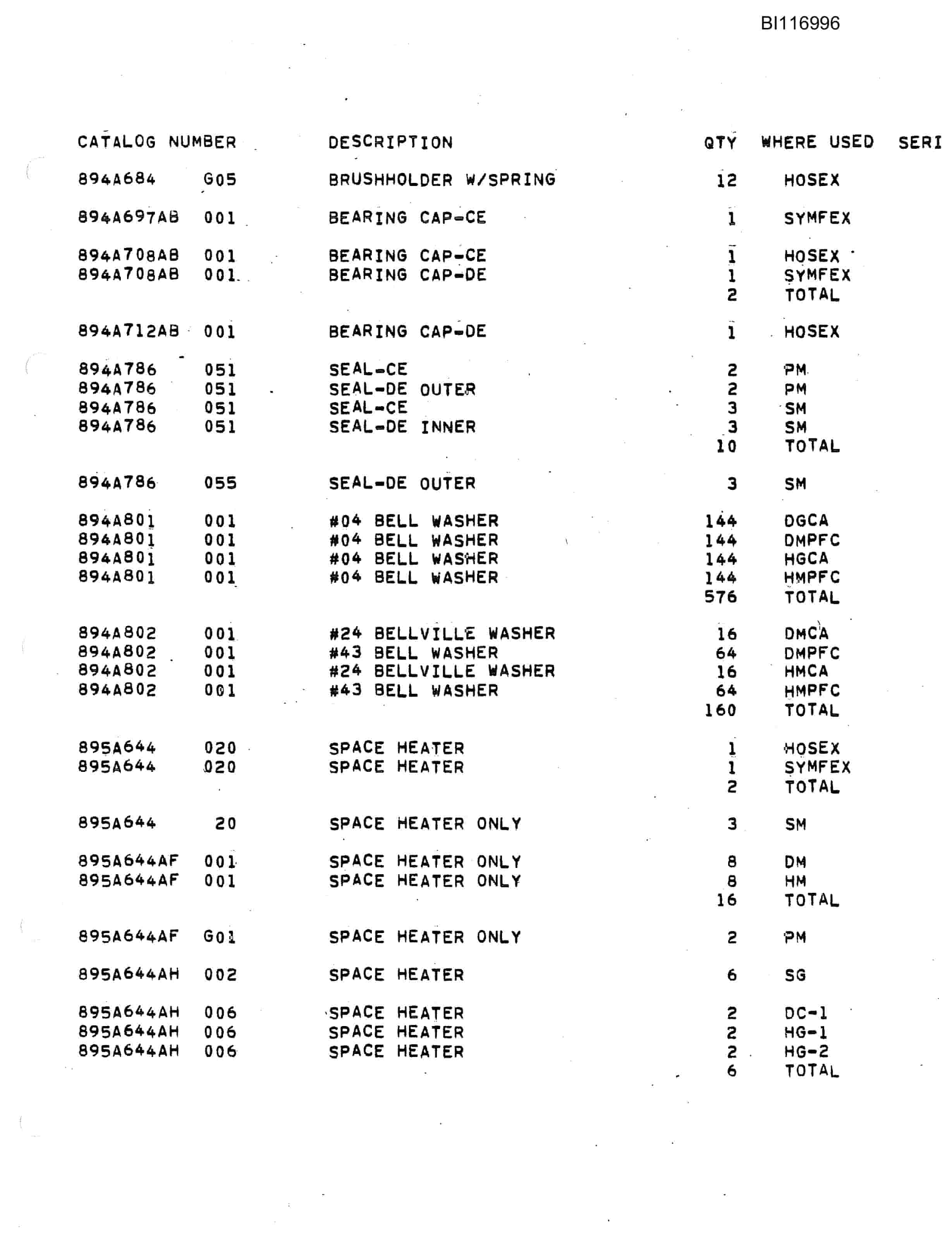 Bucyrus 1300-W Dragline Parts Catalog BI116996-2