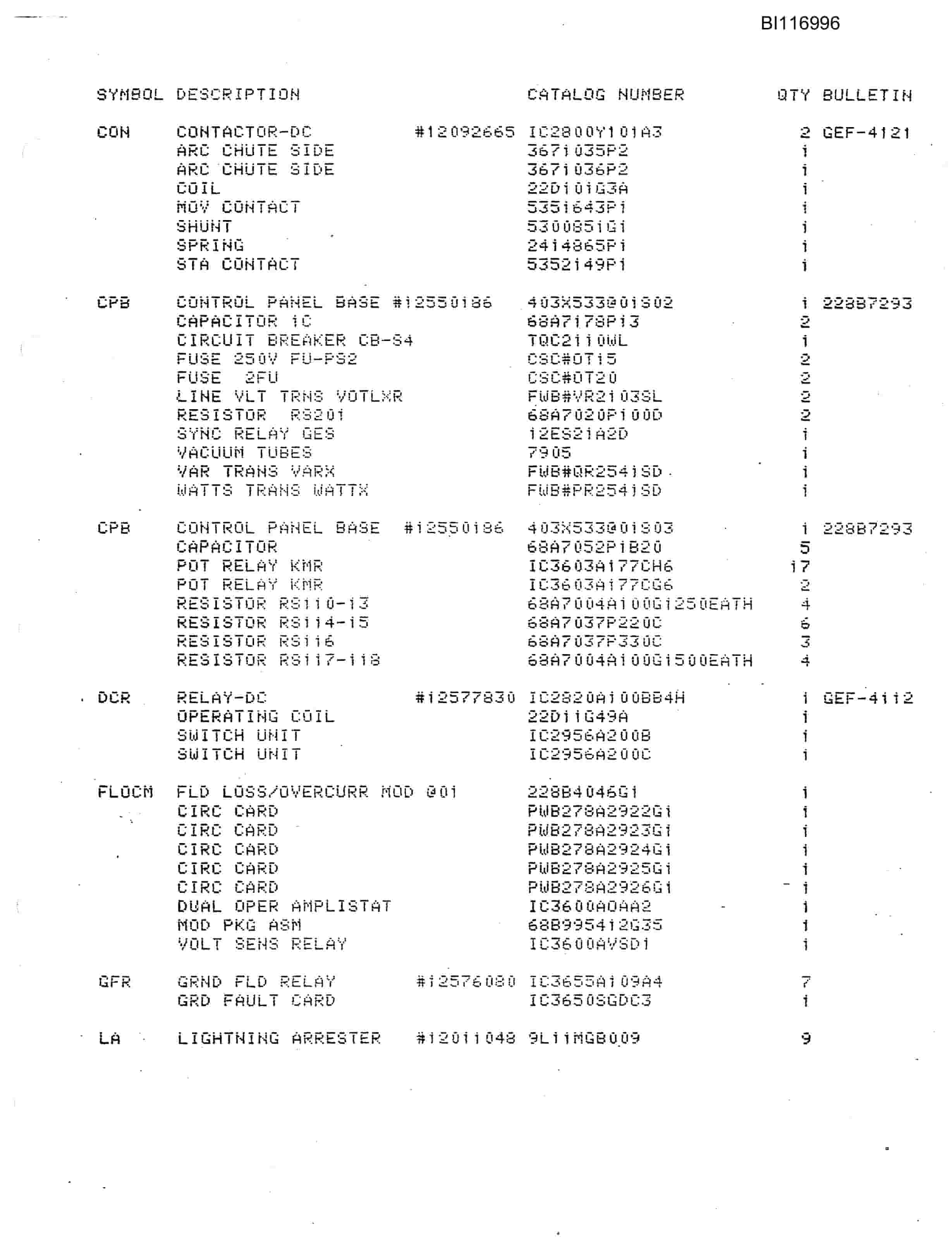 Bucyrus 1300-W Dragline Parts Catalog BI116996-4