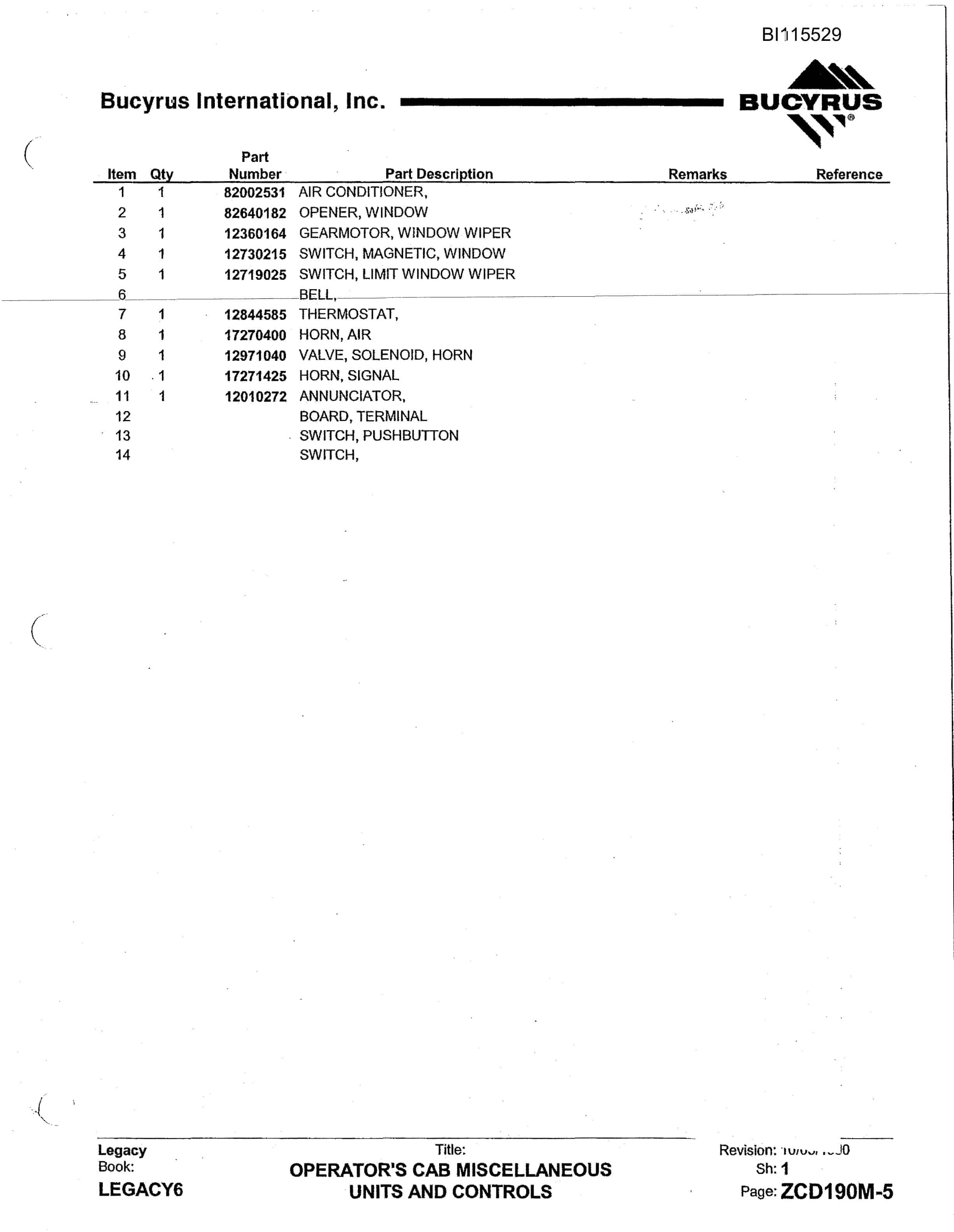 Bucyrus 1300-W Technical Manual BI115529-3