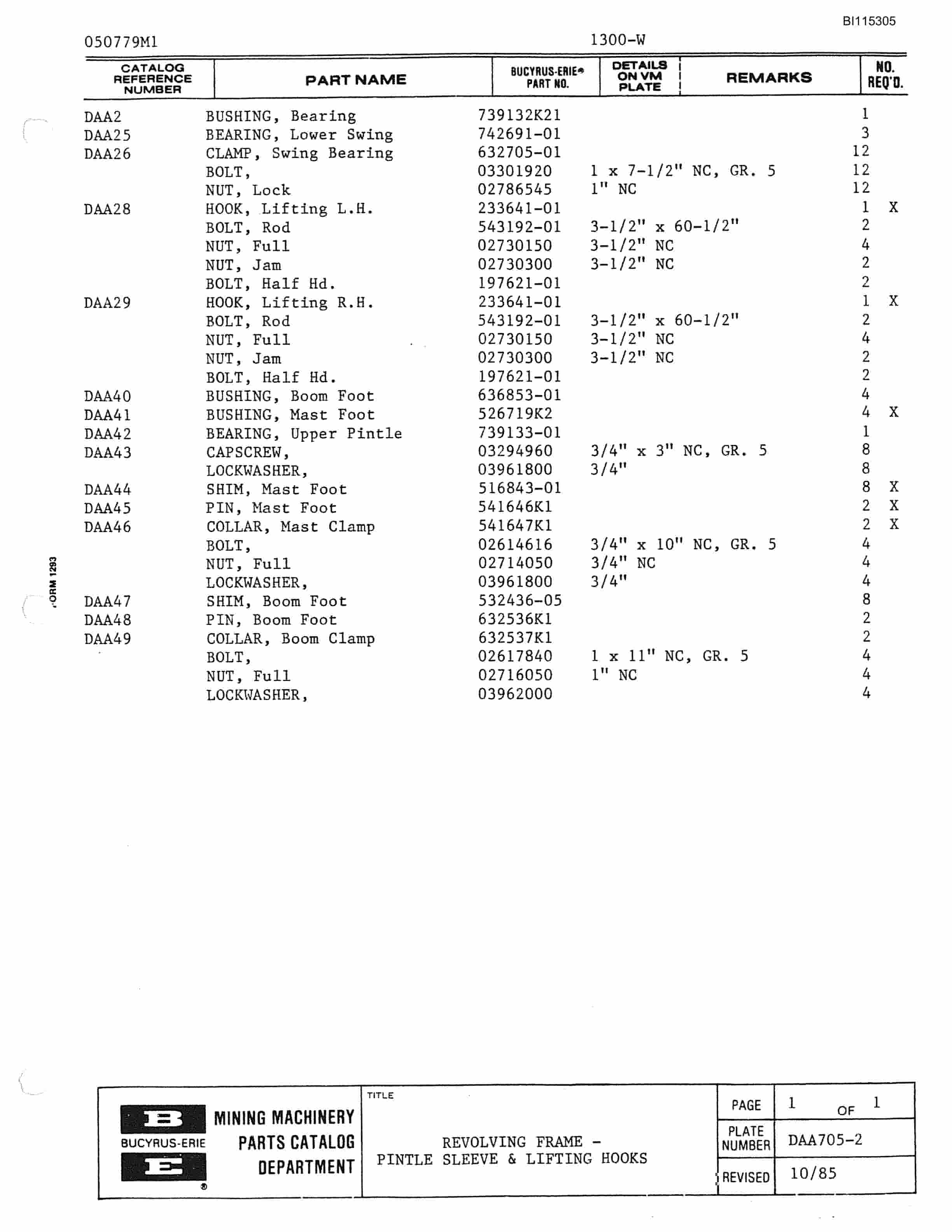 Bucyrus 1300W Walking Dragline Parts Catalog BI115305 3 Bucyrus 1300W Walking Dragline Parts Catalog BI115305 - Image 3