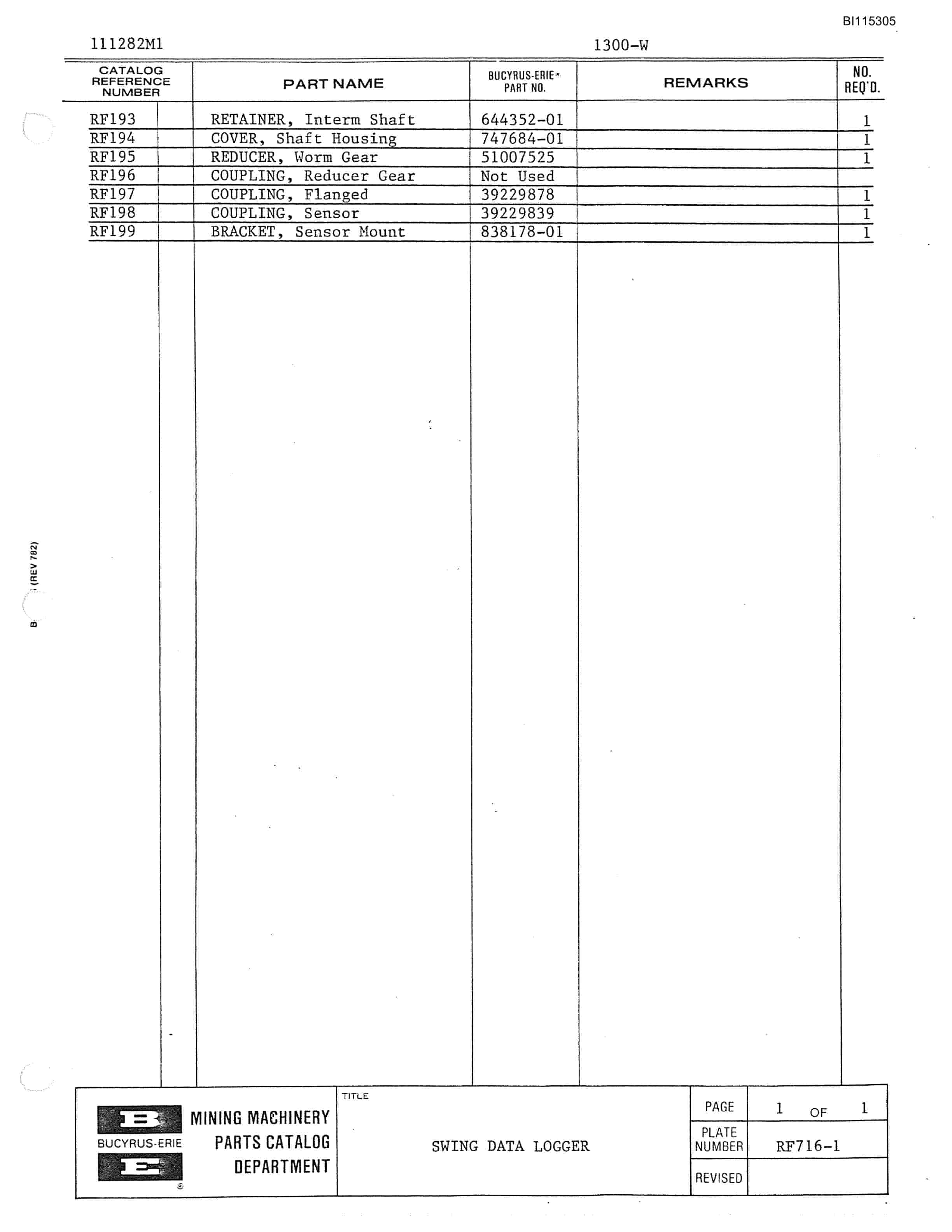 Bucyrus 1300W Walking Dragline Parts Catalog BI115305 5 Bucyrus 1300W Walking Dragline Parts Catalog BI115305 - Image 5