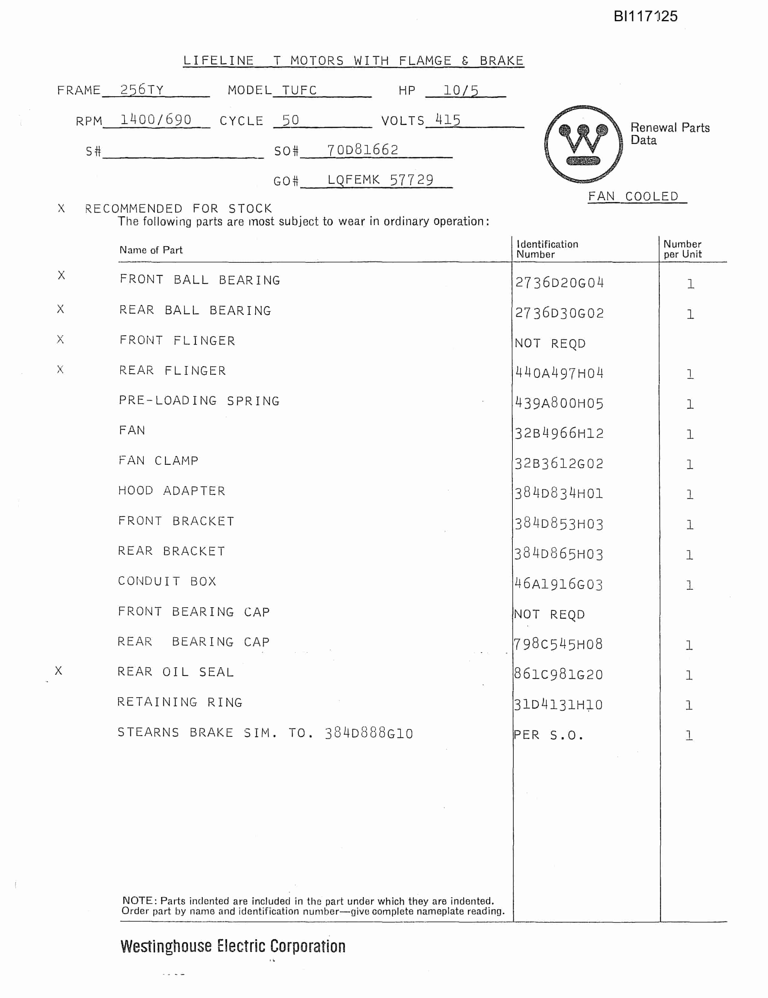 Bucyrus 1350-W Dragline Parts Catalog BI117125-2
