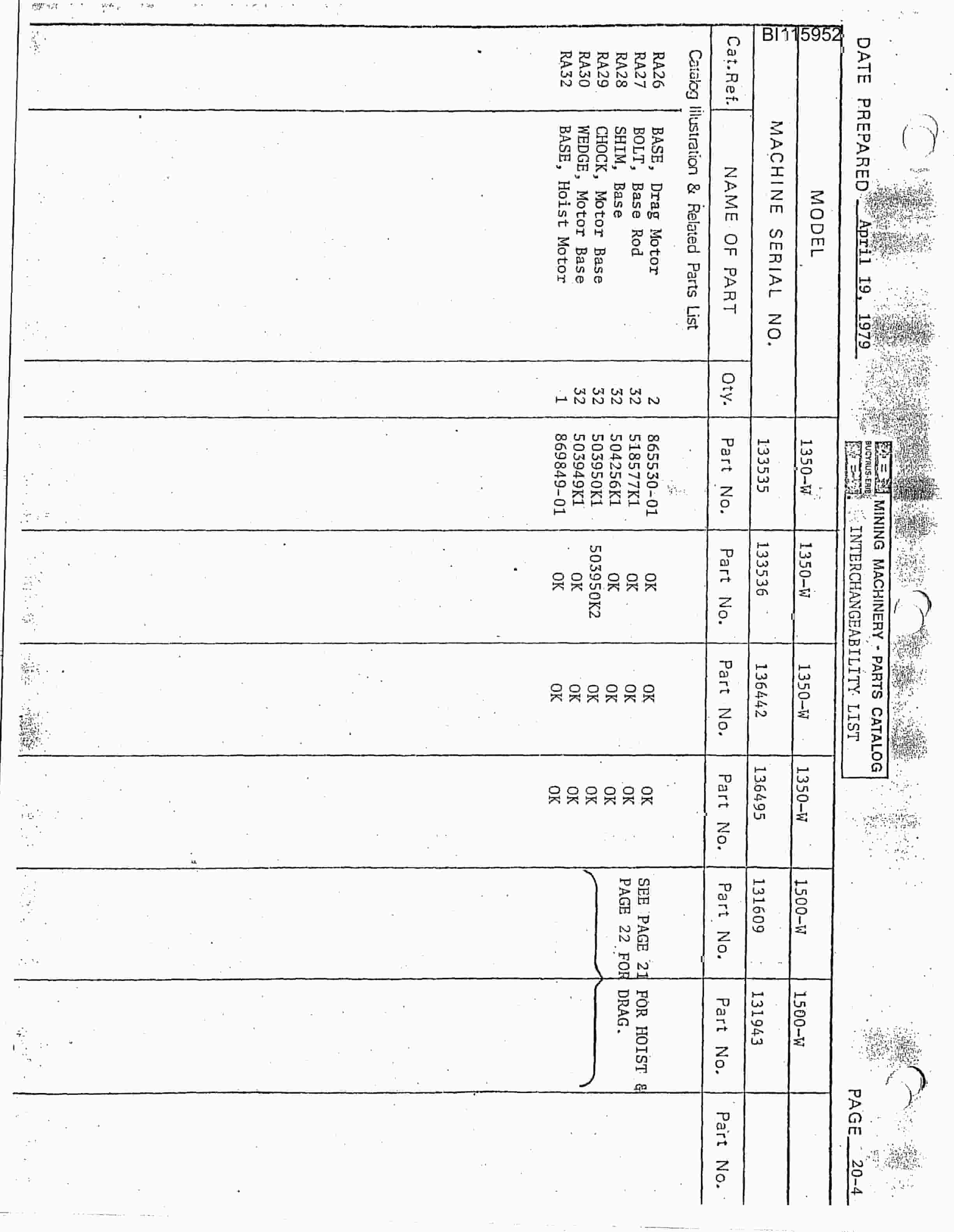 Bucyrus 1350W, 1500W Technical Manual BI115952-2