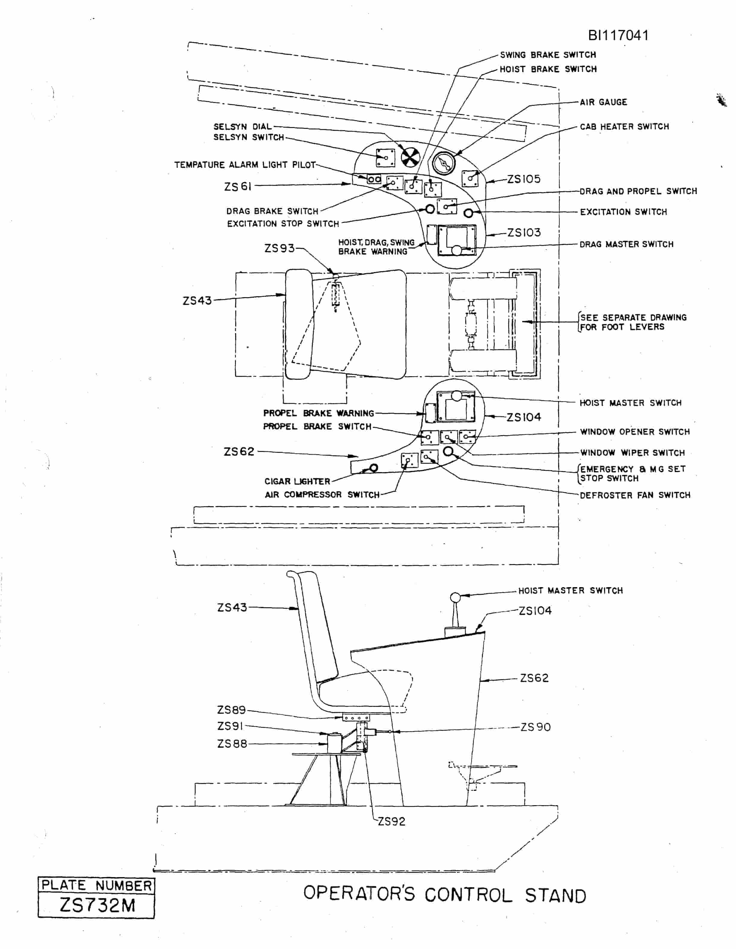 Bucyrus 1350W Walking Dragline Parts Manual BI117041-5