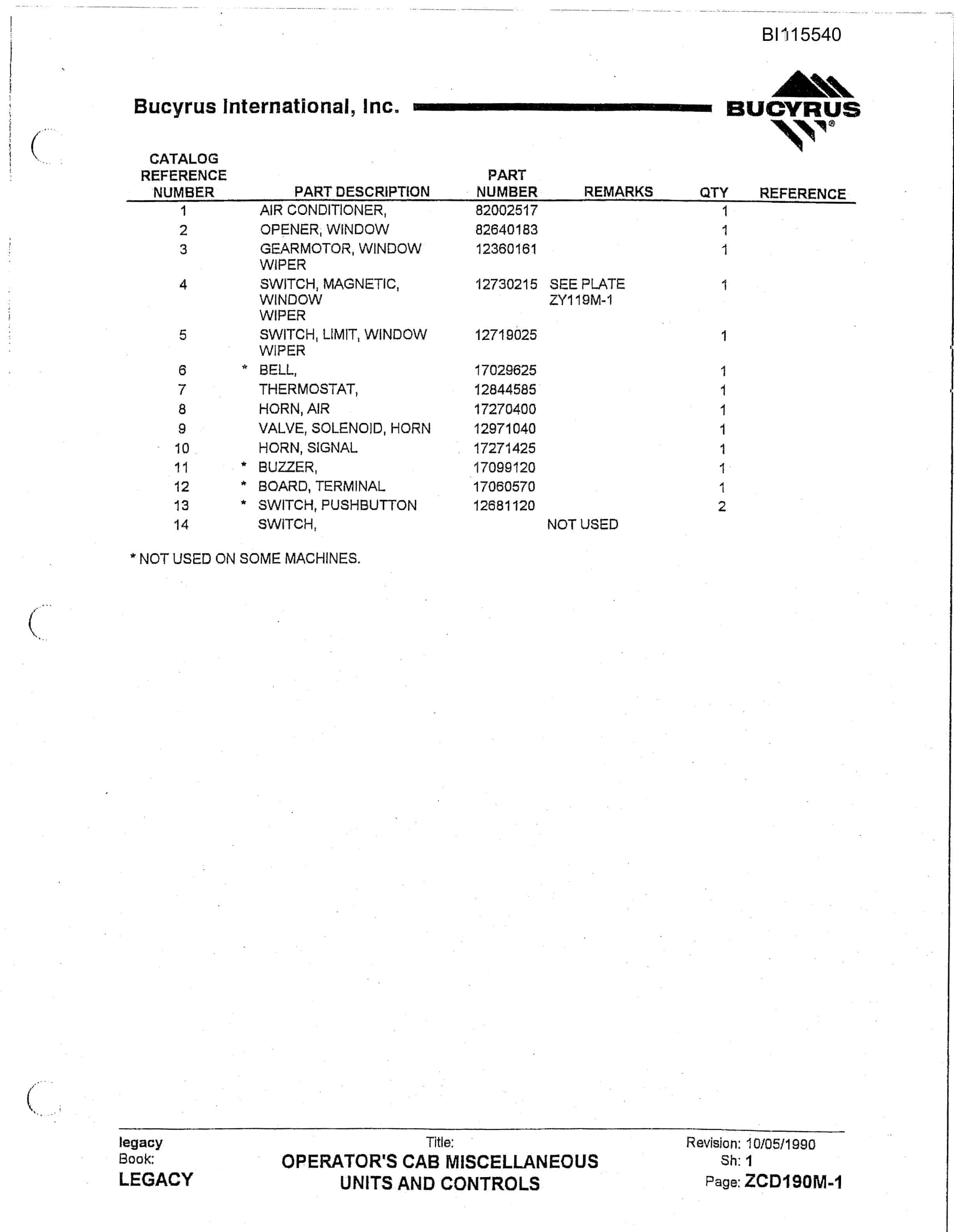 Bucyrus 1350W Walking Dragline Technical Manual BI115540-5