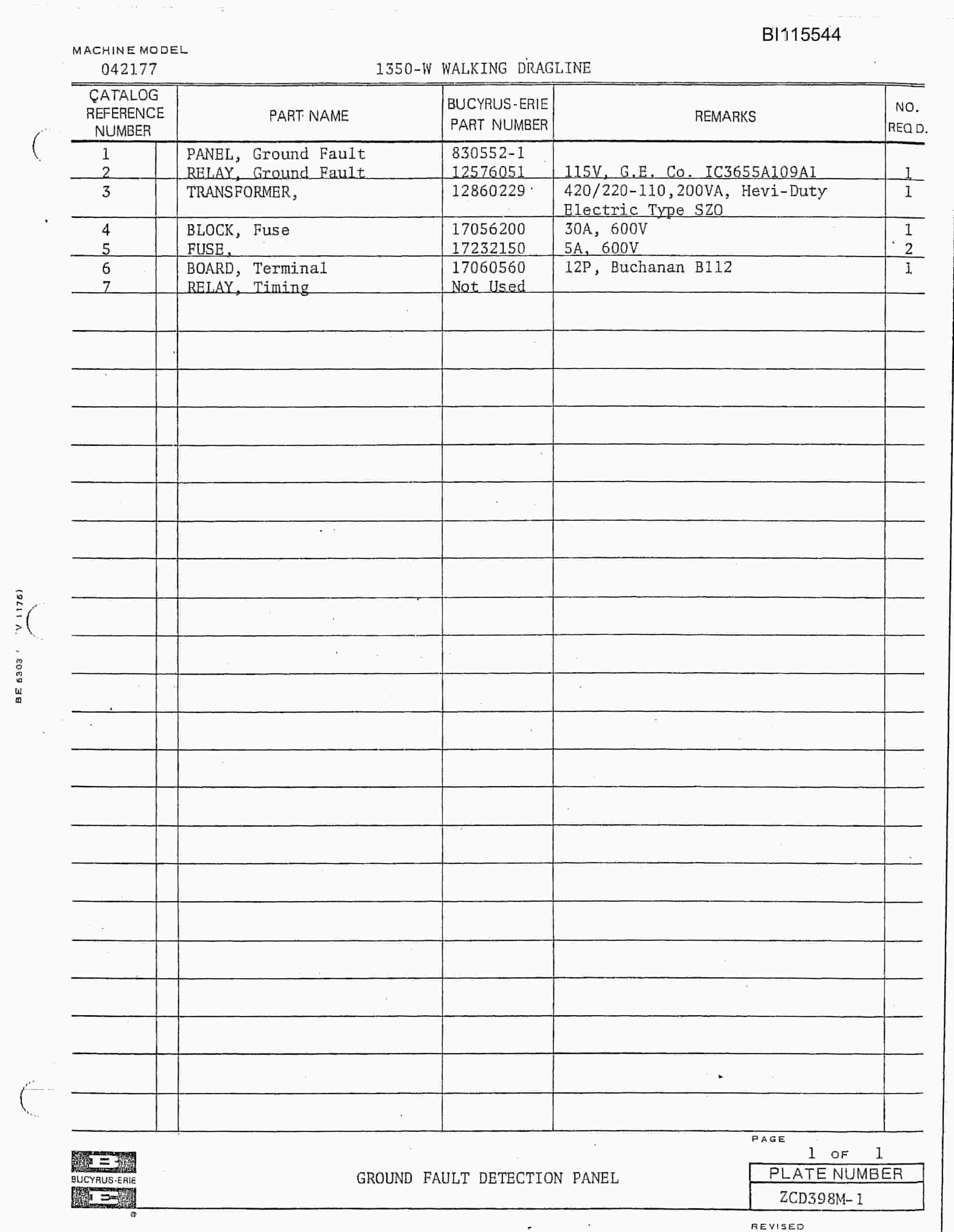 Bucyrus 1350W Walking Dragline Technical Manual BI115544-4