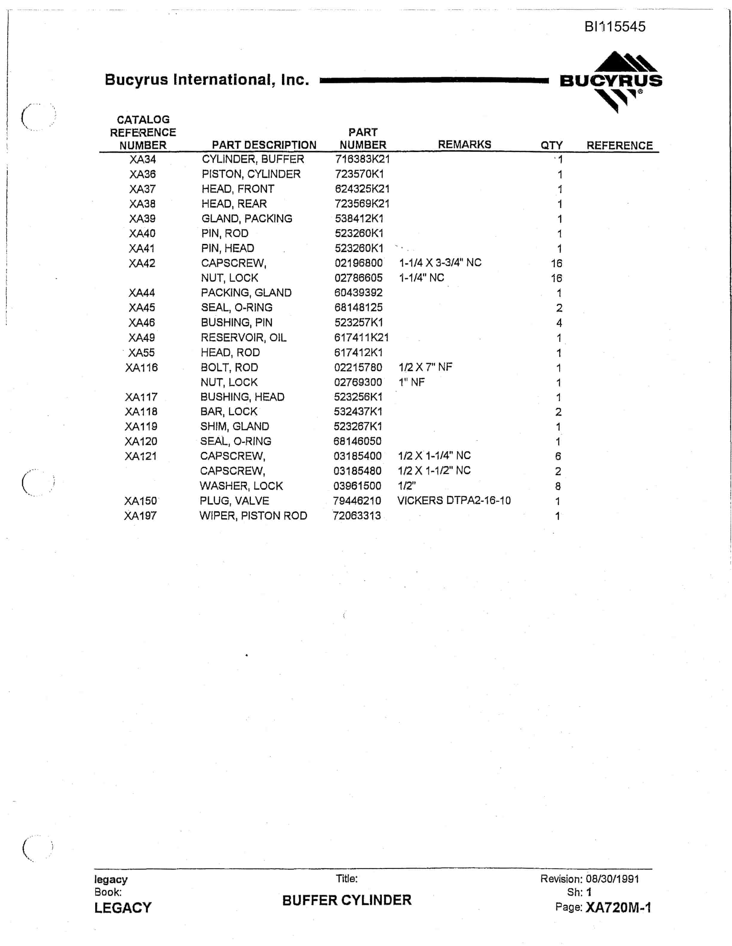 Bucyrus 1350W Walking Dragline Technical Manual BI115545-3
