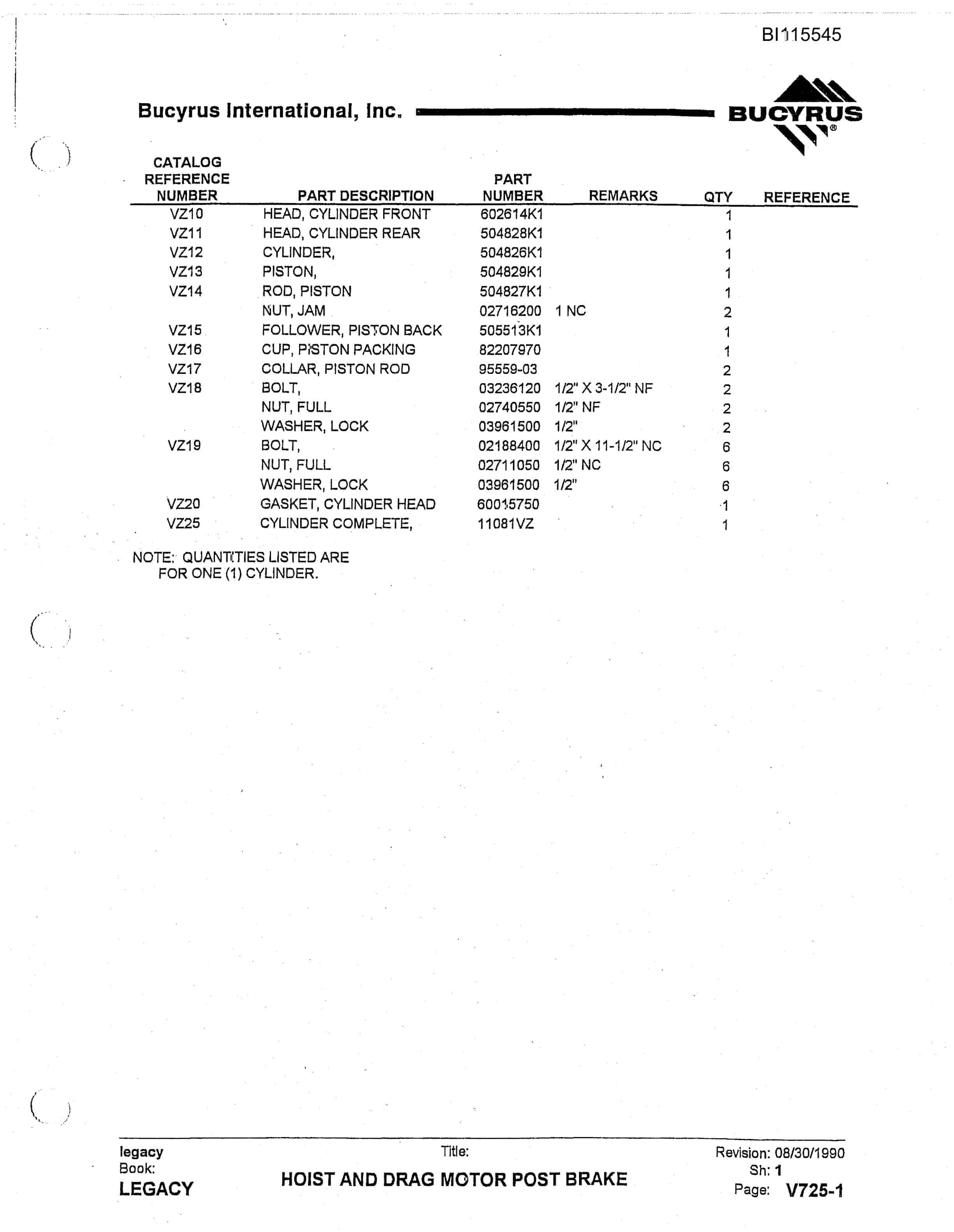 Bucyrus 1350W Walking Dragline Technical Manual BI115545-5