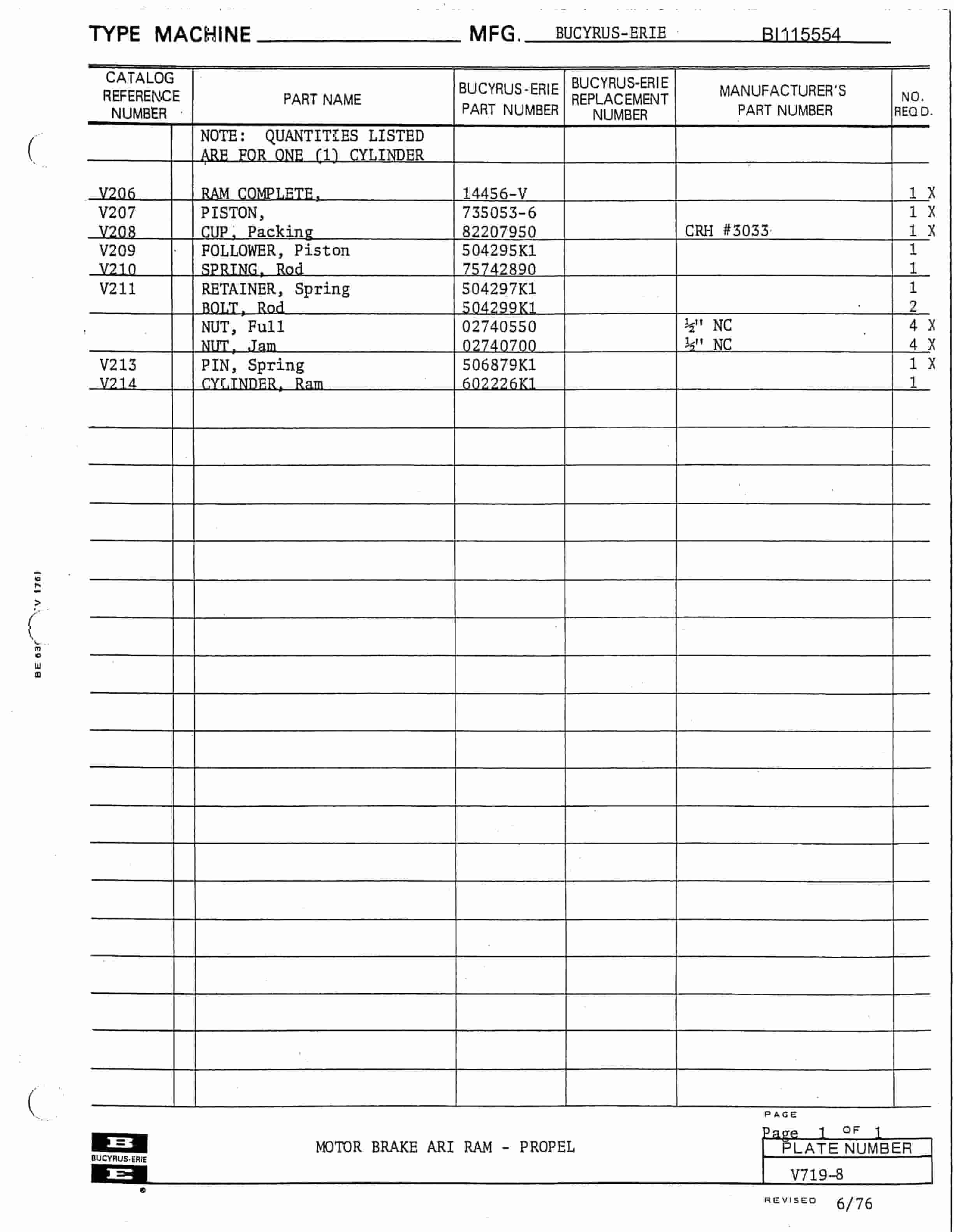 Bucyrus 1350W Walking Dragline Technical Manual BI115554-2