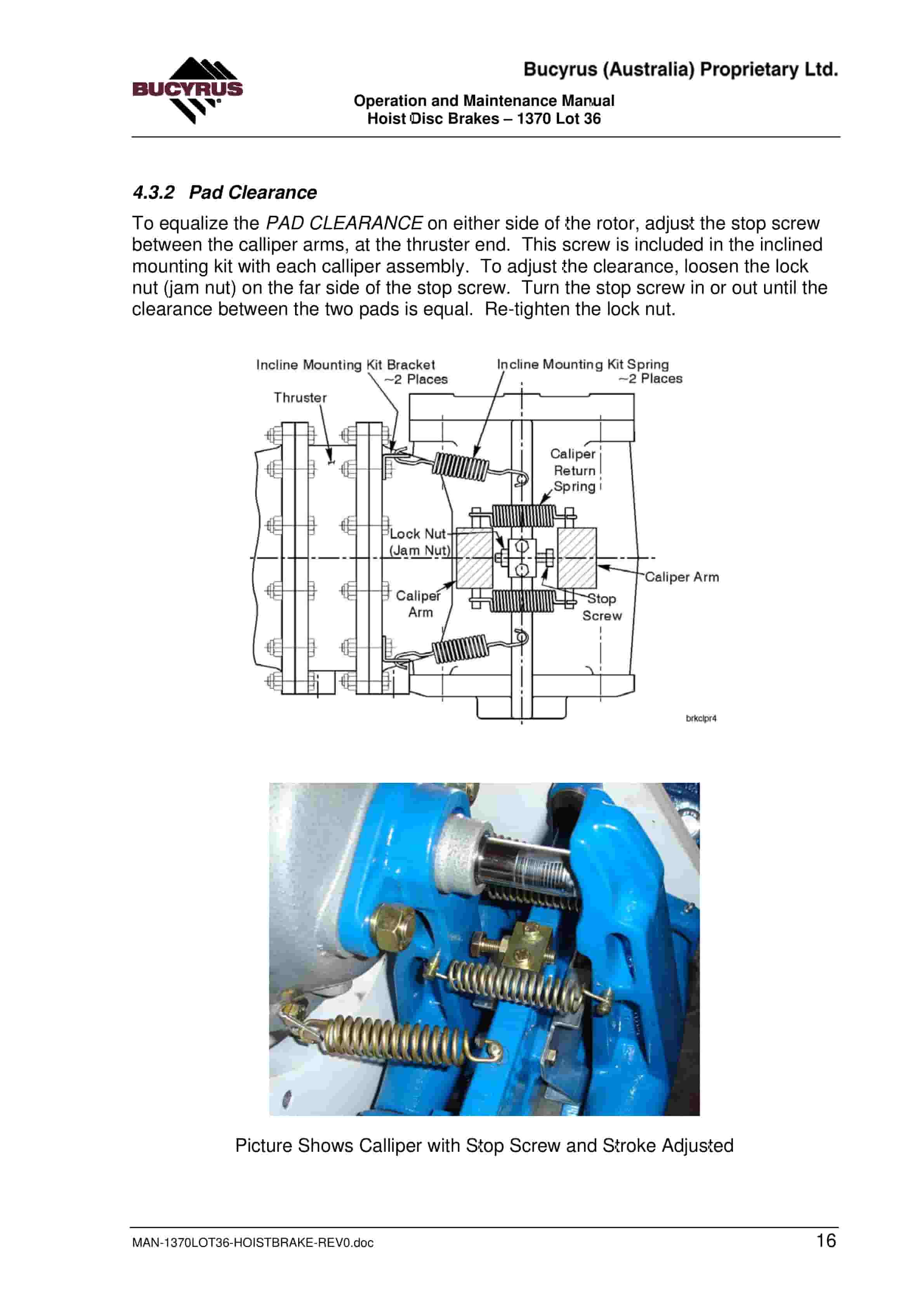 Bucyrus 1370 Hoist Disc Brakes Operation And Maintenance Manual BI014270-2