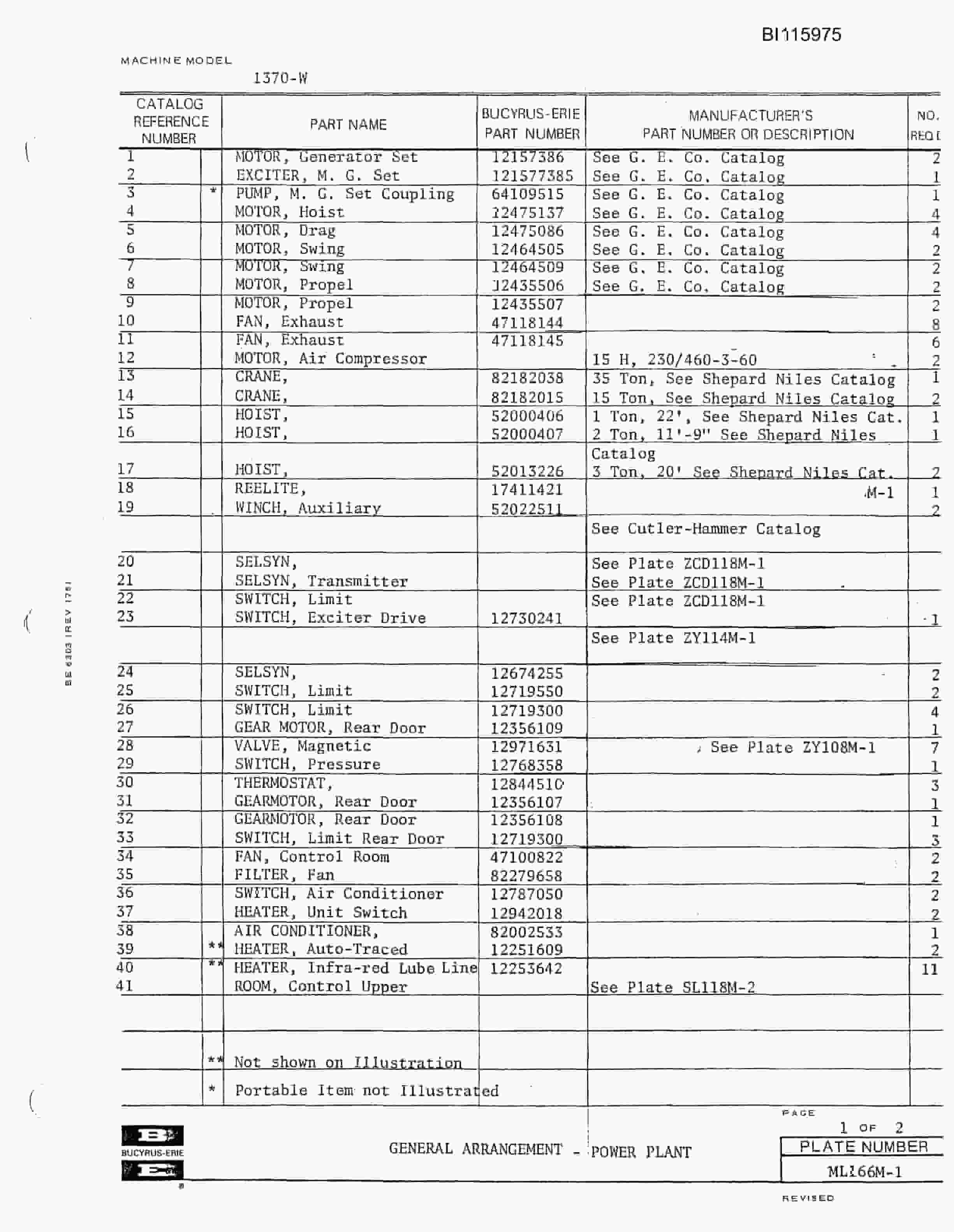 Bucyrus 1370-W Dragline Technical Manual BI115975-2