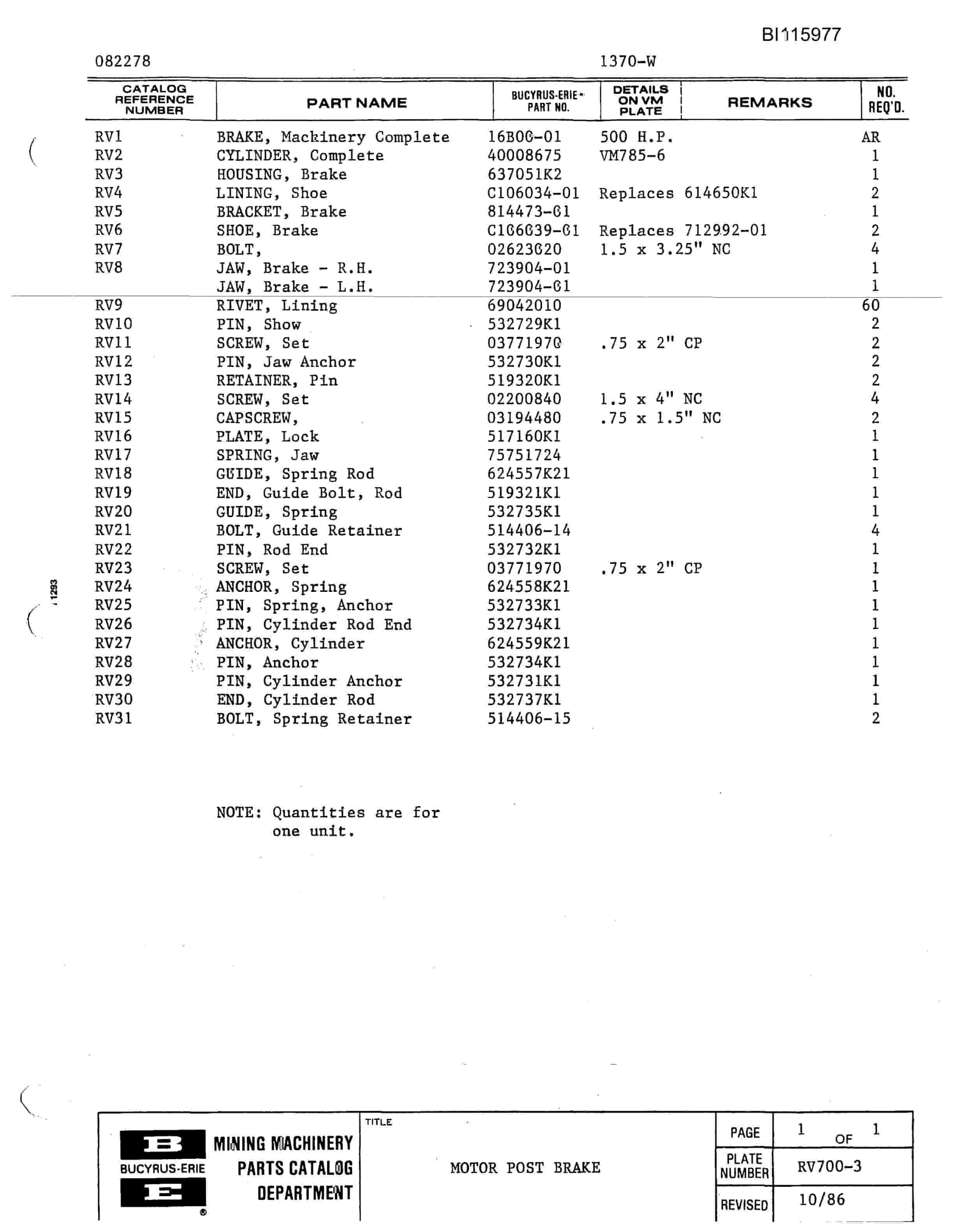 Bucyrus 1370-W Dragline Technical Manual BI115977-3