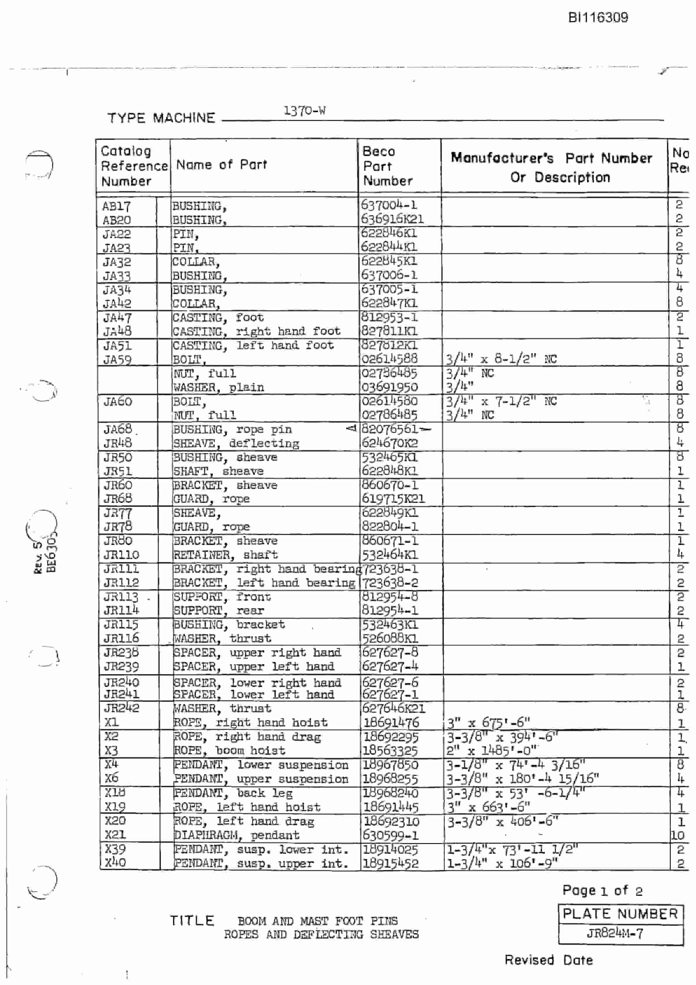 Bucyrus 1370-W Mining Parts Catalog BI116309 2 Bucyrus 1370-W Mining Parts Catalog BI116309 - Image 2