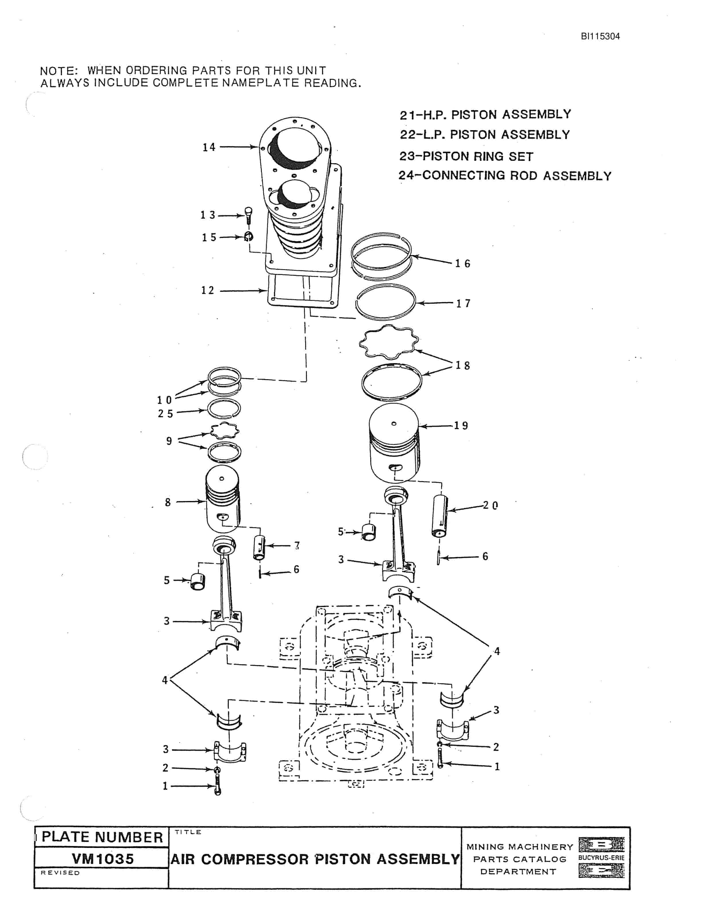 Bucyrus 1370W Walking Dragline Parts Catalog BI115304-2