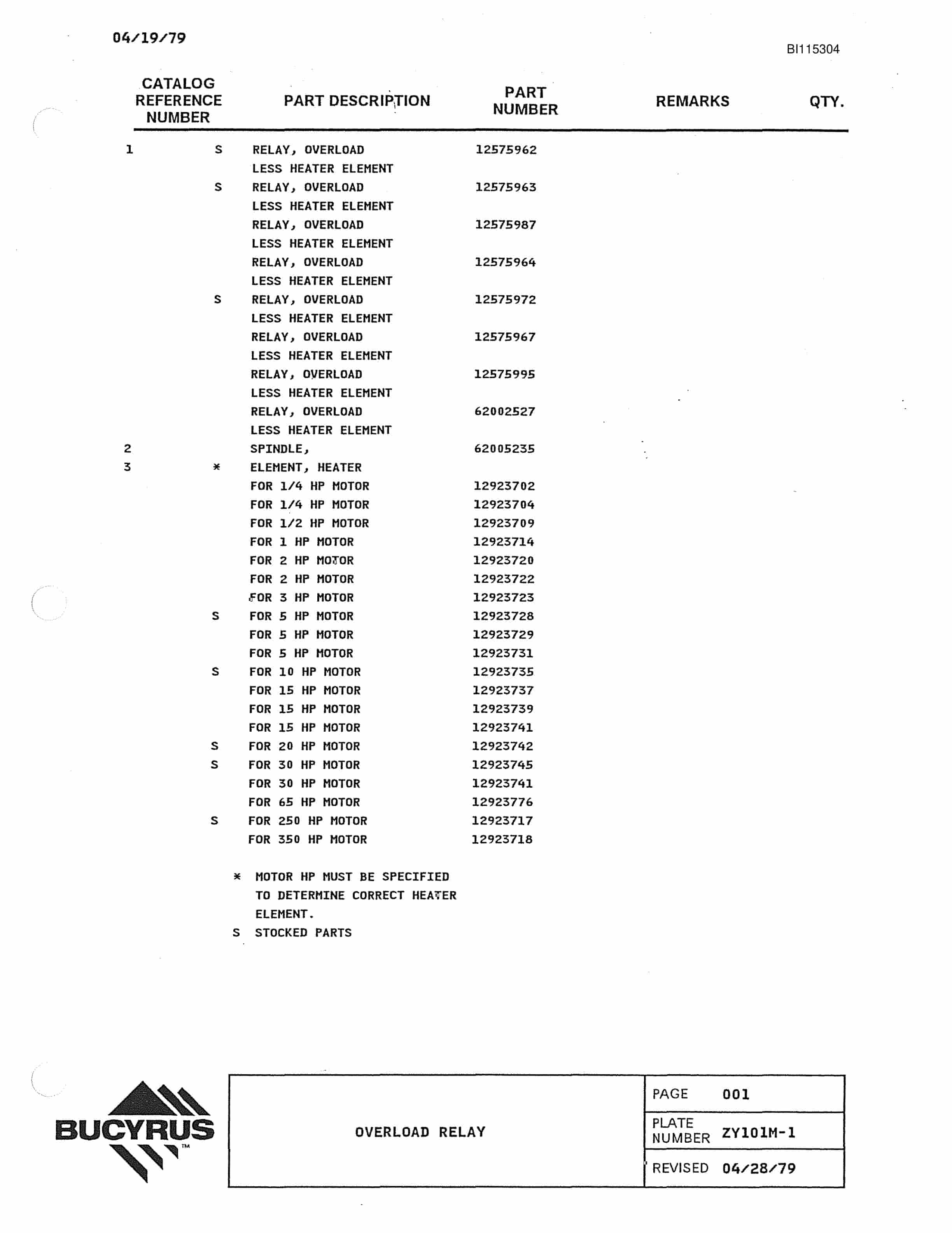 Bucyrus 1370W Walking Dragline Parts Catalog BI115304-4