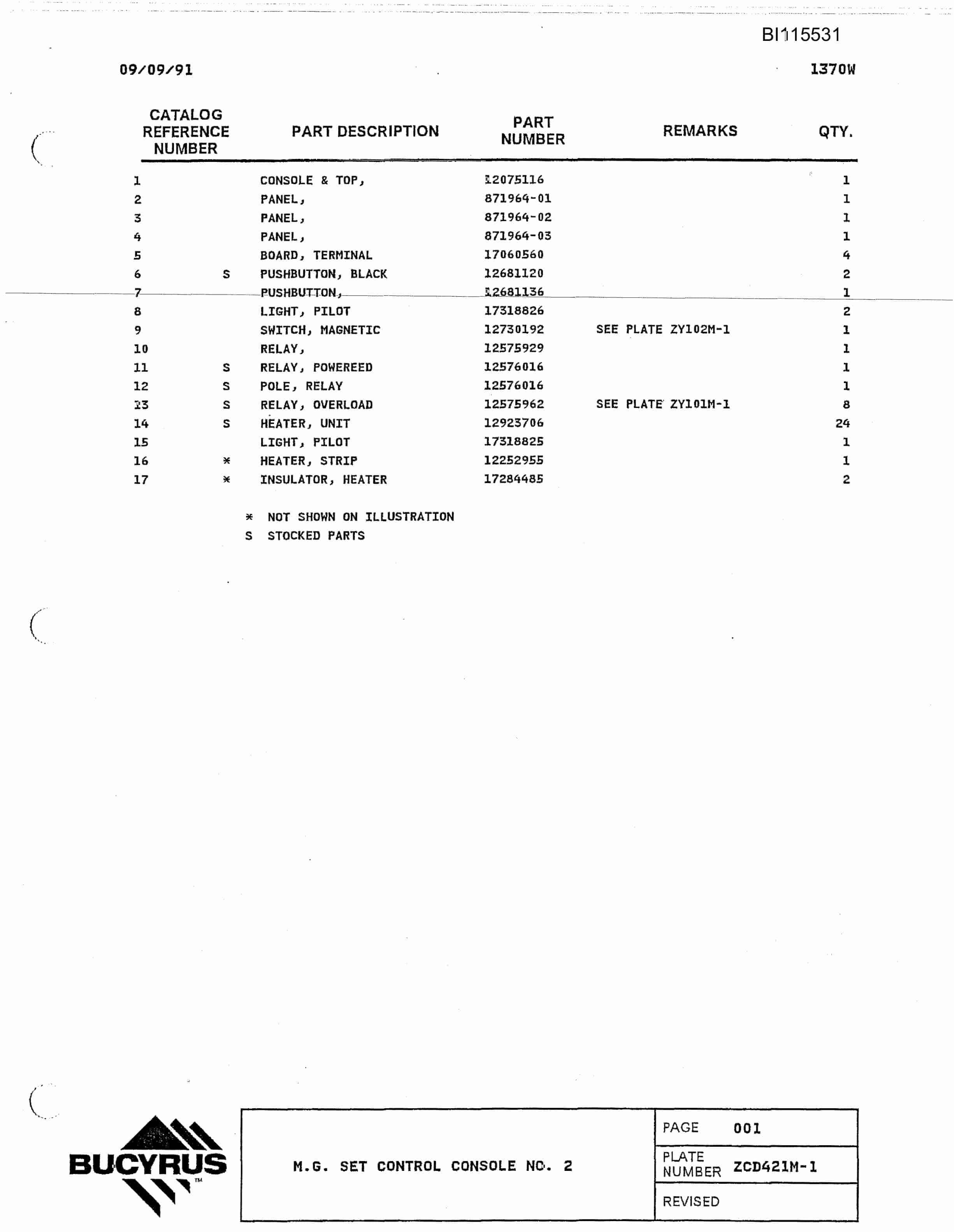 Bucyrus 1370W Walking Dragline Technical Manual BI115531-3