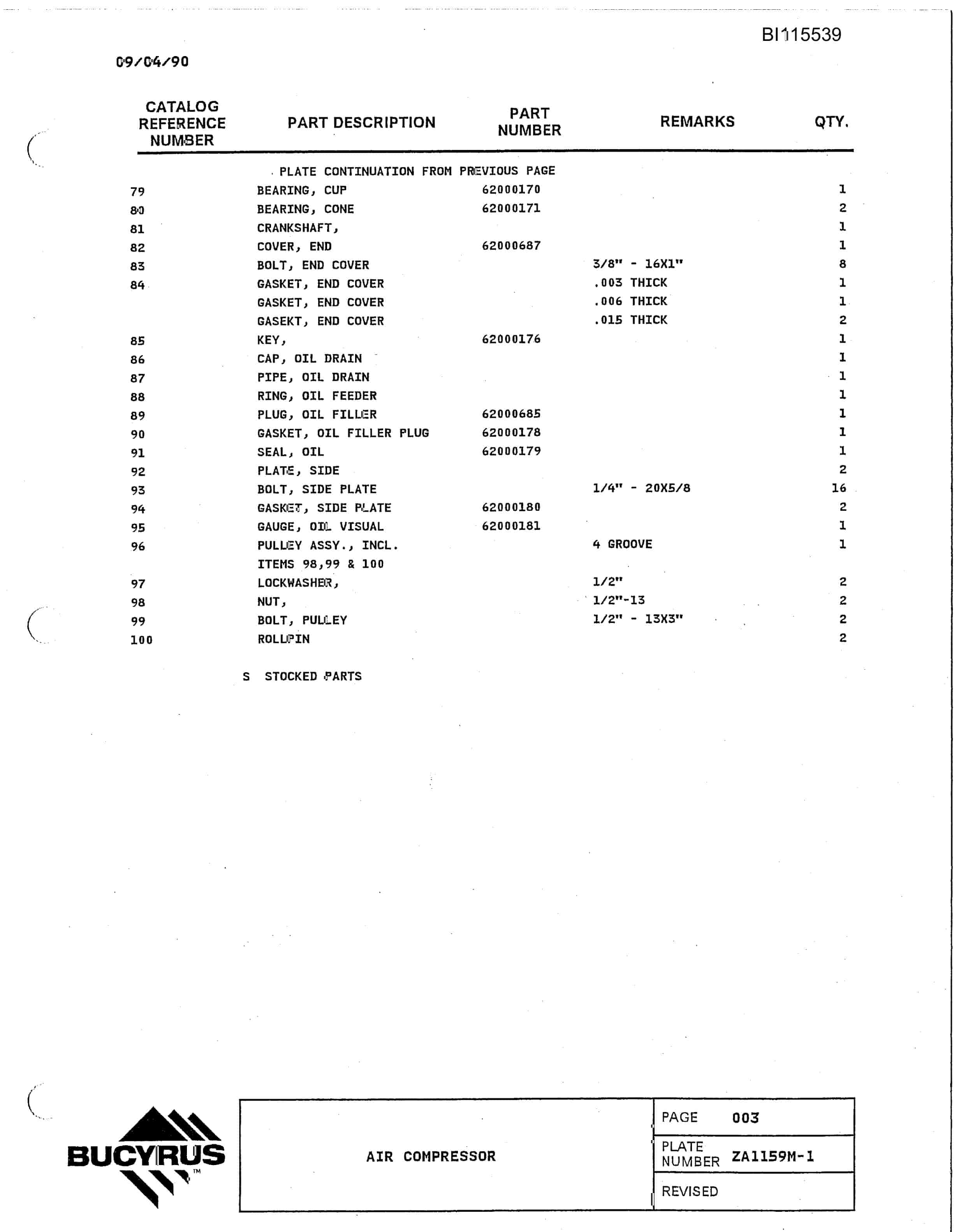 Bucyrus 1370W Walking Dragline Technical Manual BI115539-2