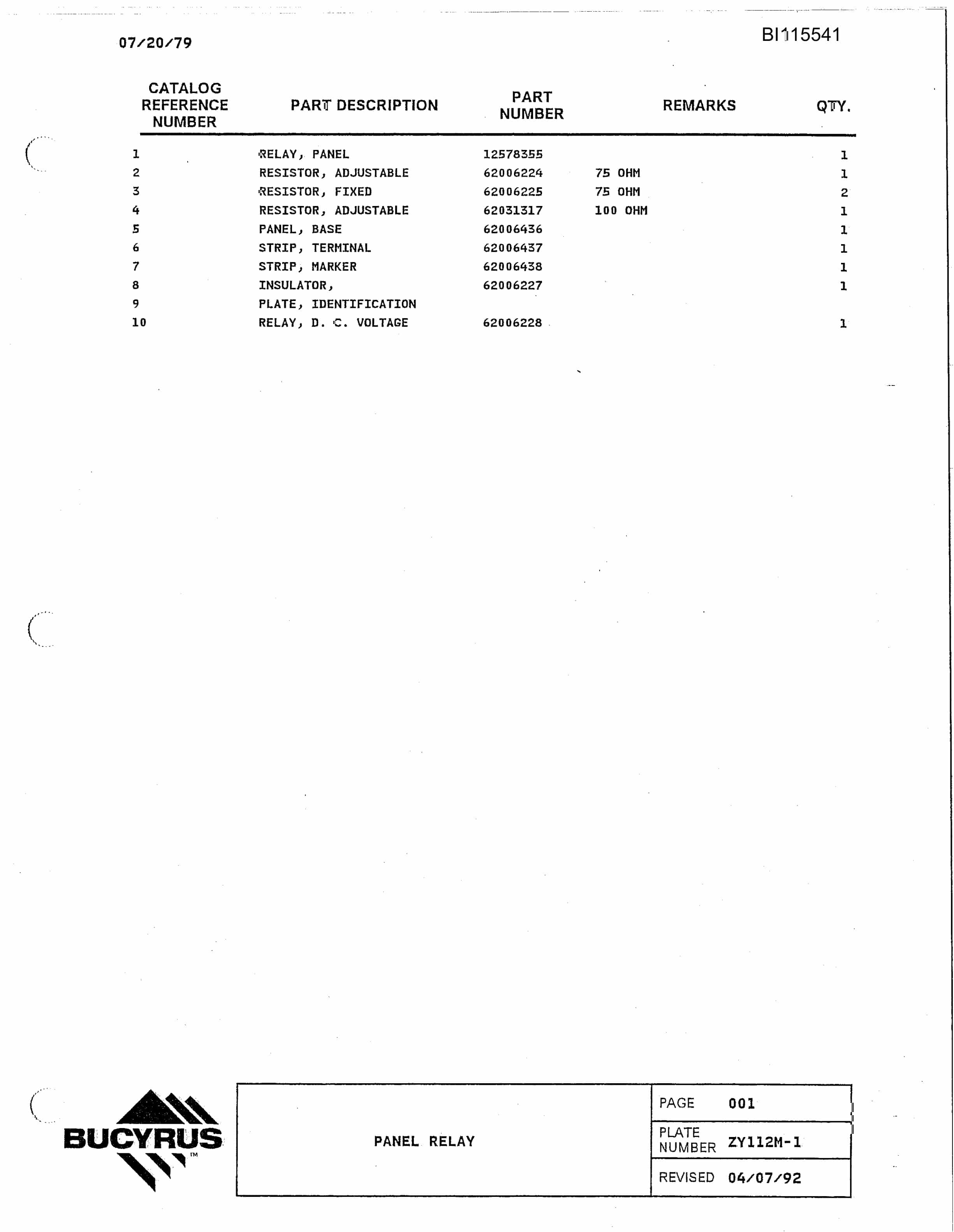 Bucyrus 1370W Walking Dragline Technical Manual BI115541-5