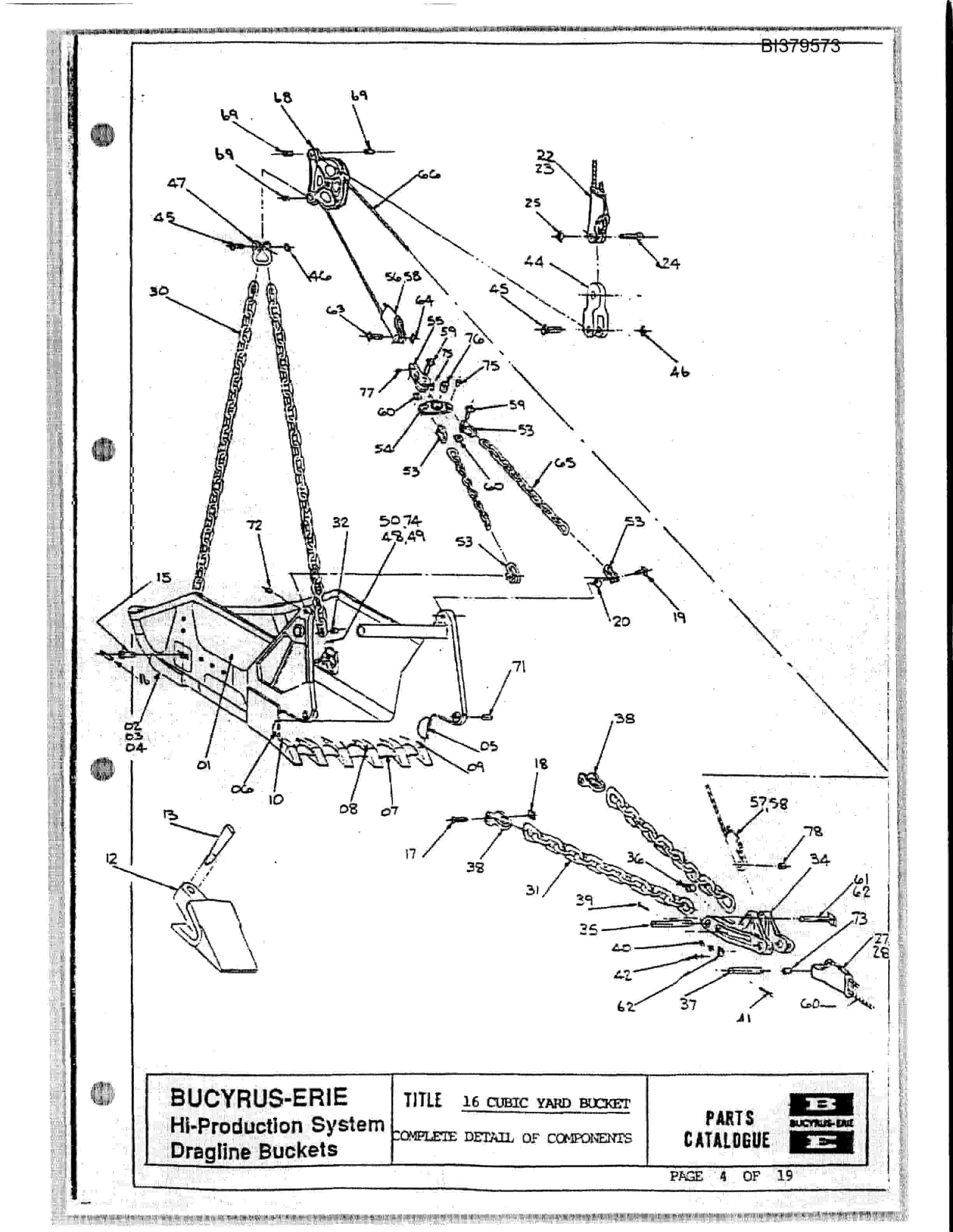 Bucyrus 14 Cubic Yard Bucket Parts Manual BI379573-3