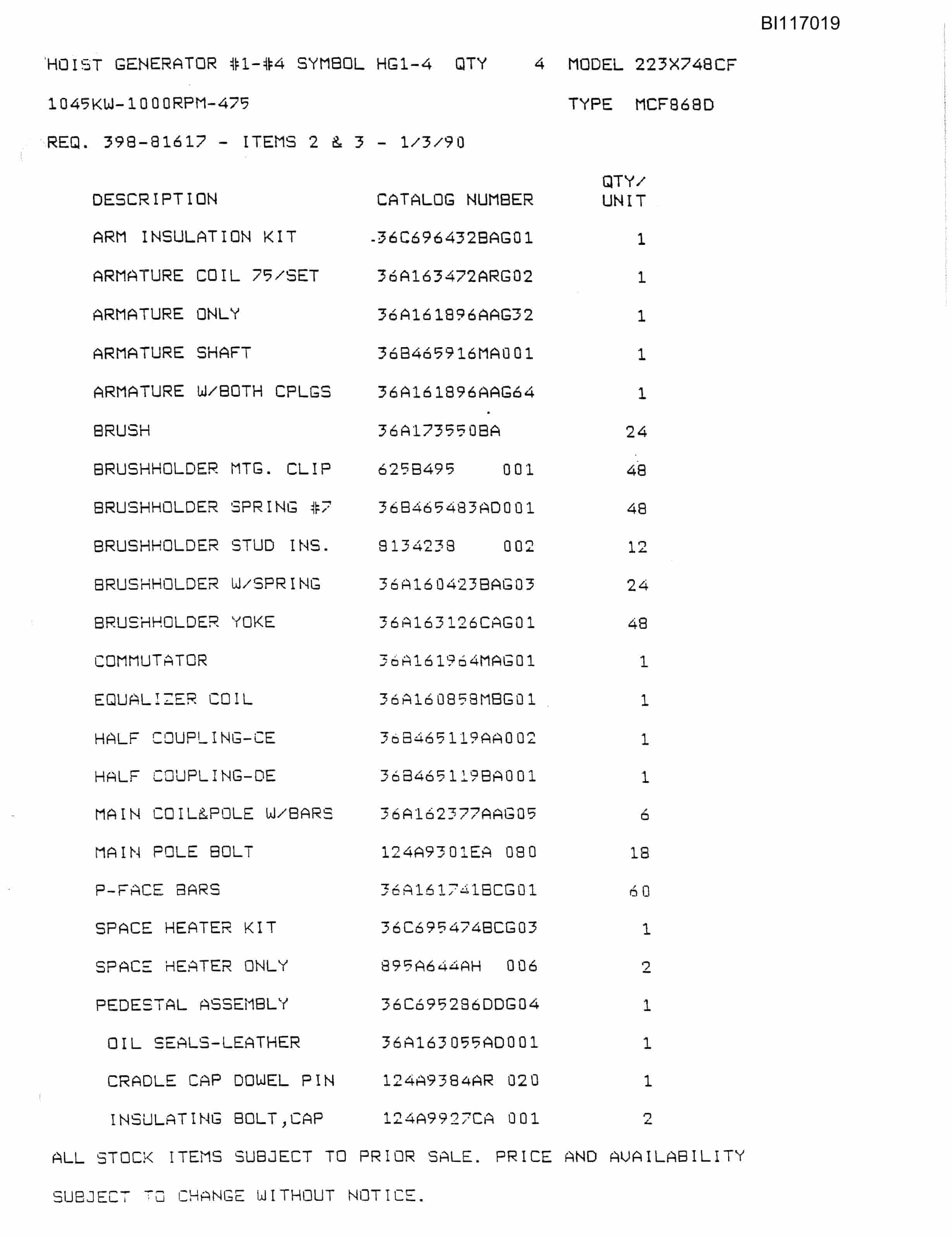 Bucyrus 1570-W Dragline Parts Catalog BI117019-4