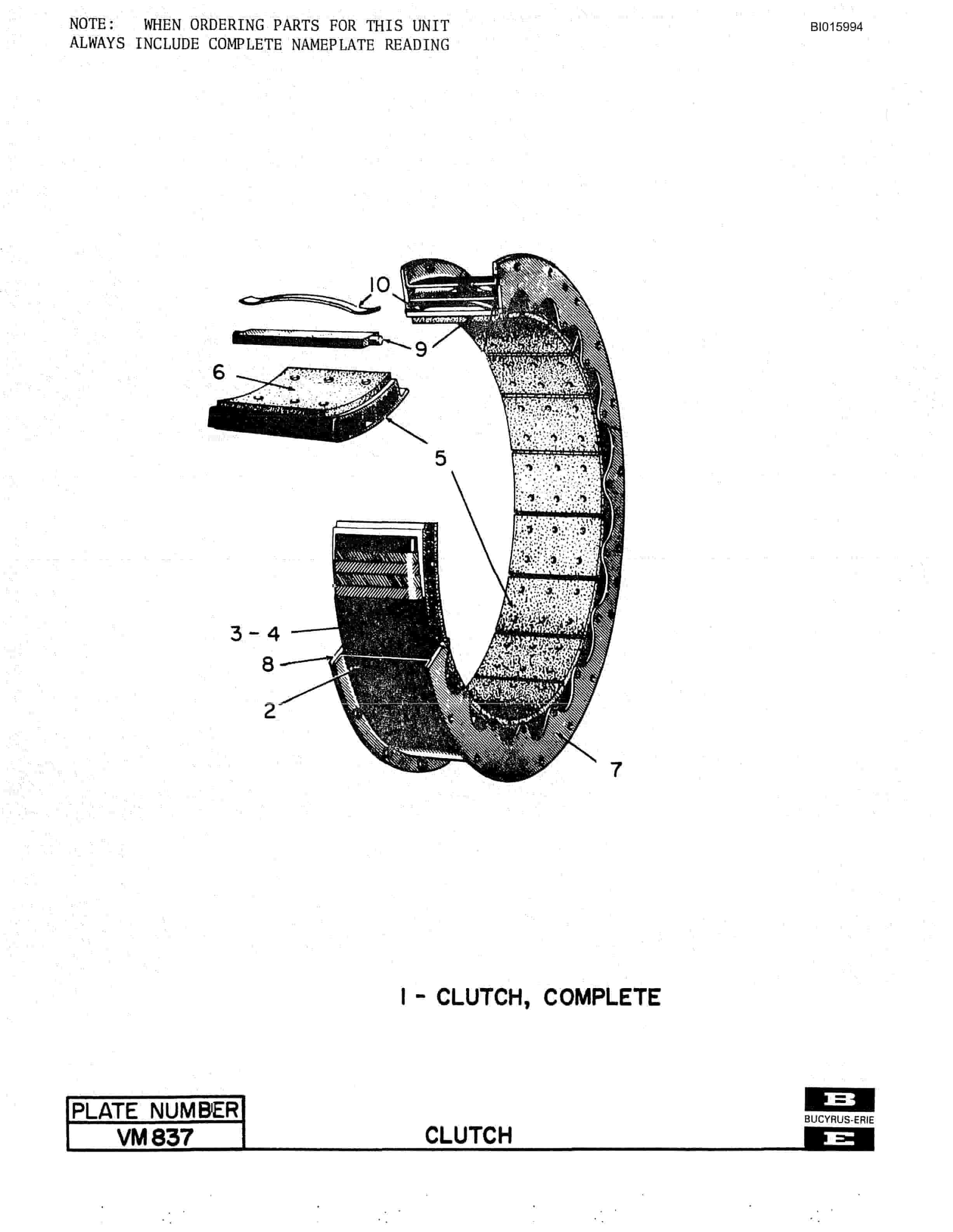 Bucyrus 1570-W Walking Dragline Parts Catalog BI015994-4