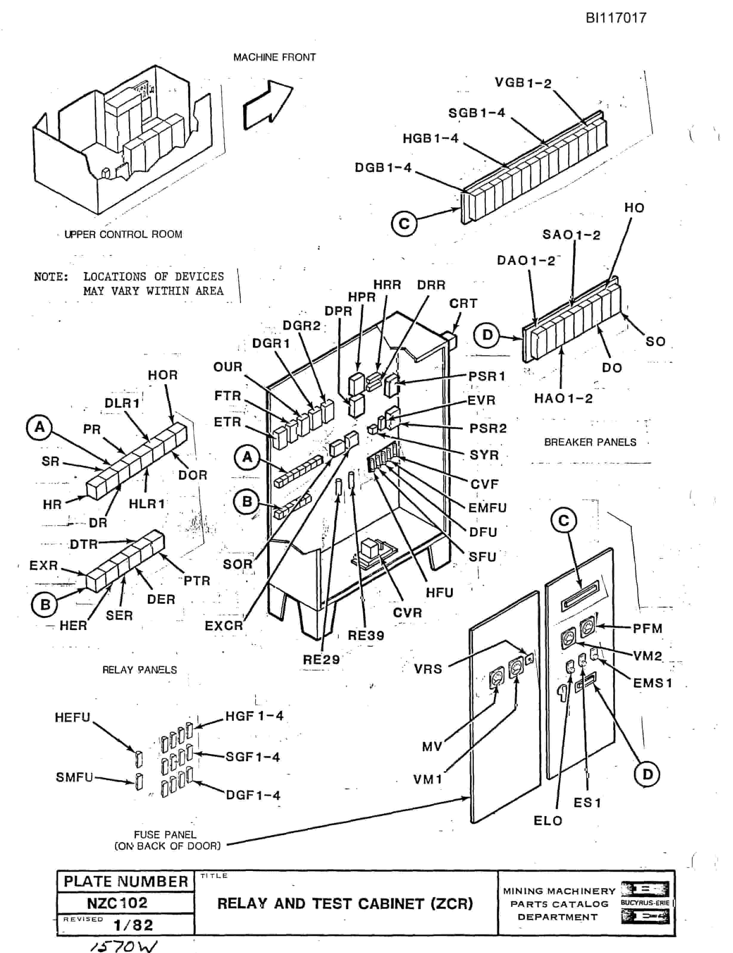 Bucyrus 1570-W Walking Dragline Parts Catalog BI117017-2