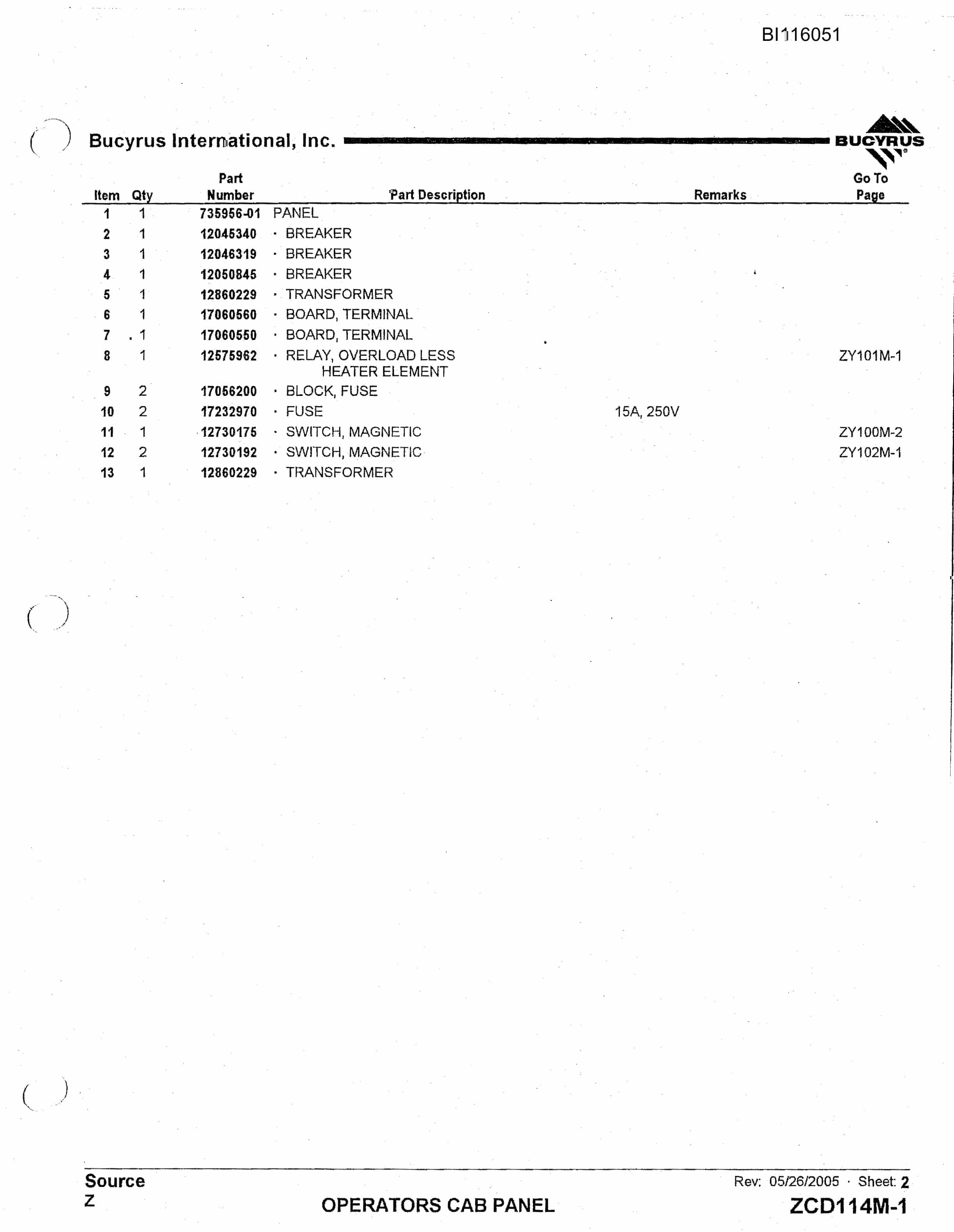 Bucyrus 1570W Dragline Technical Manual BI116051-4