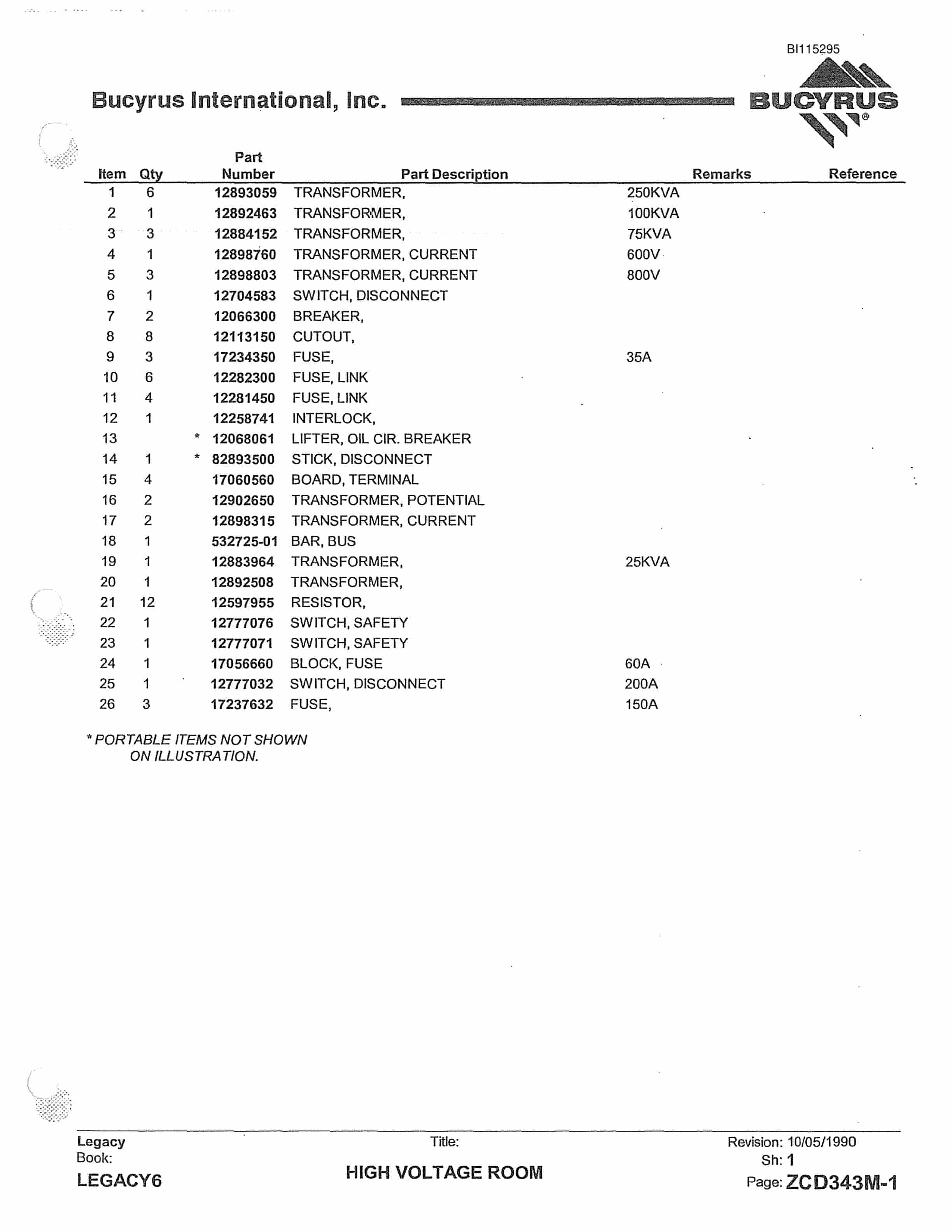 Bucyrus 1570W Walking Dragline Parts Catalog BI115295-5