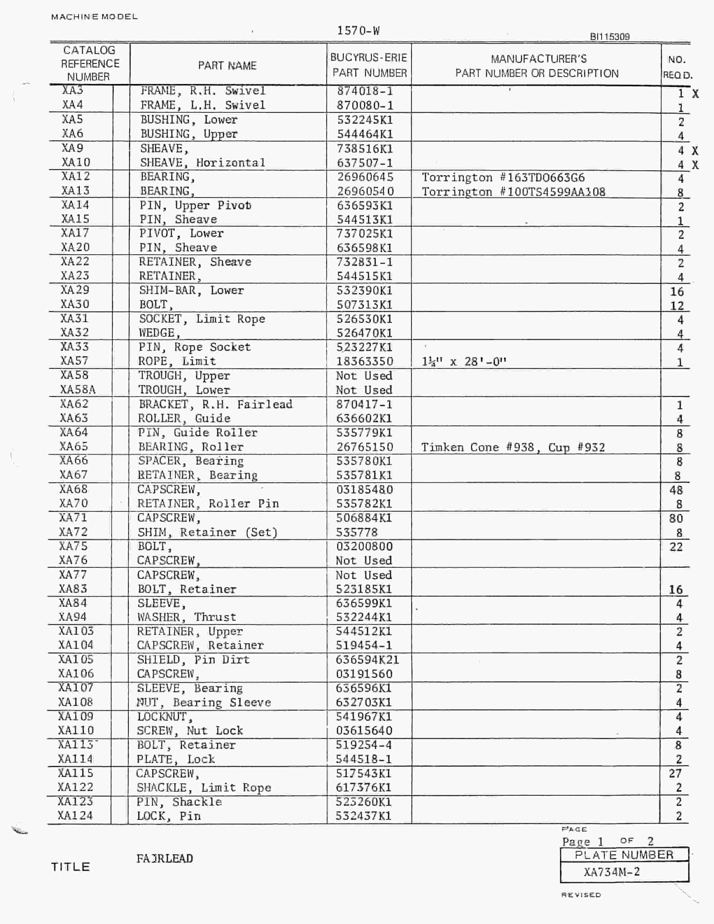 Bucyrus 1570W Walking Dragline Parts Catalog BI115309 4 Bucyrus 1570W Walking Dragline Parts Catalog BI115309 - Image 4