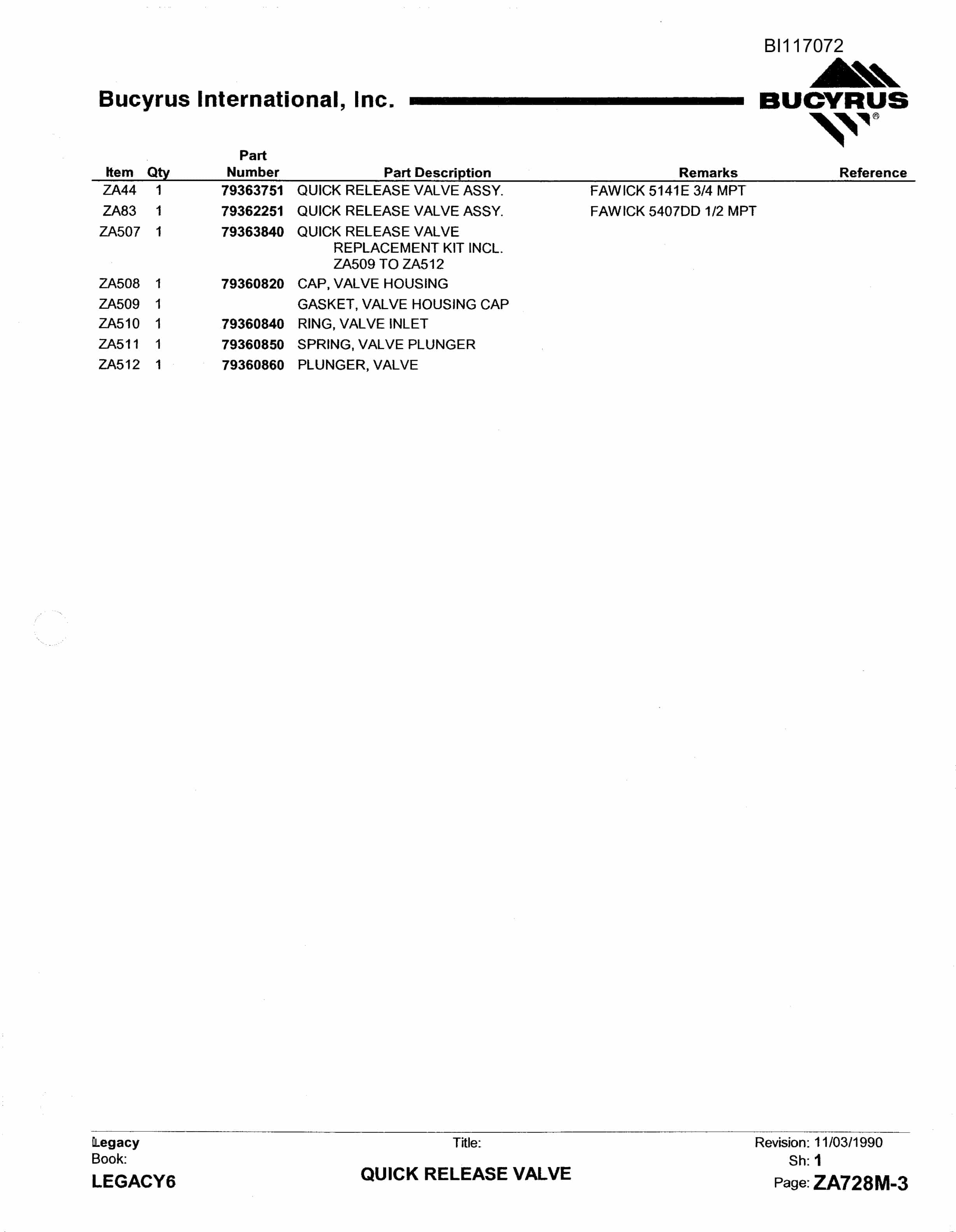 Bucyrus 1570W Walking Dragline Parts Manual BI117072-2