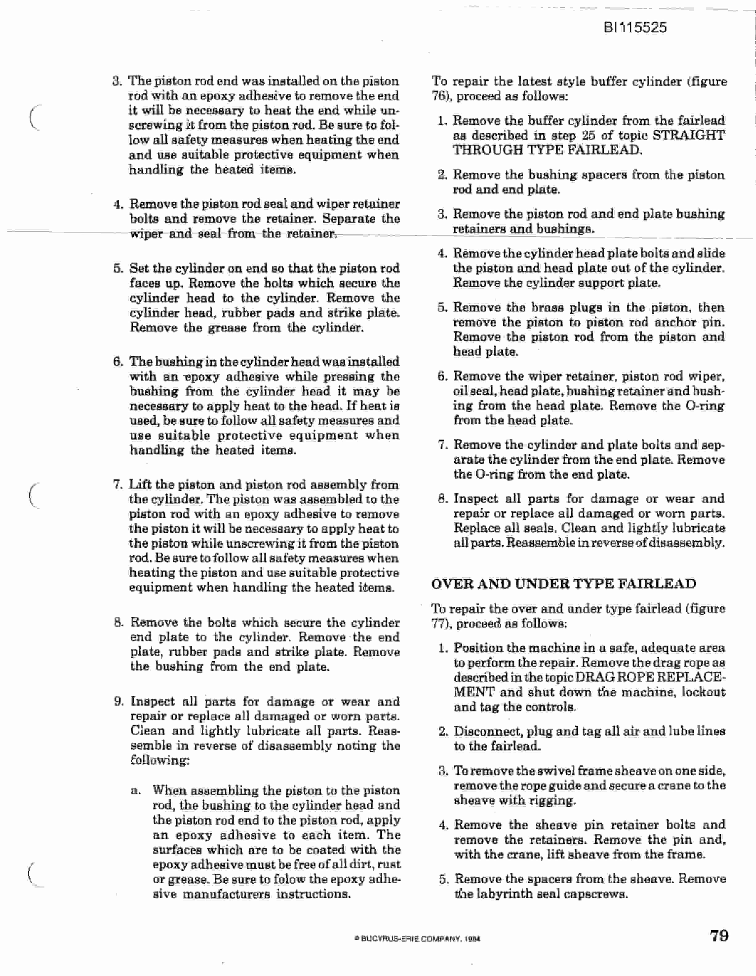 Bucyrus 1570W Walking Dragline Technical Manual BI115525-2