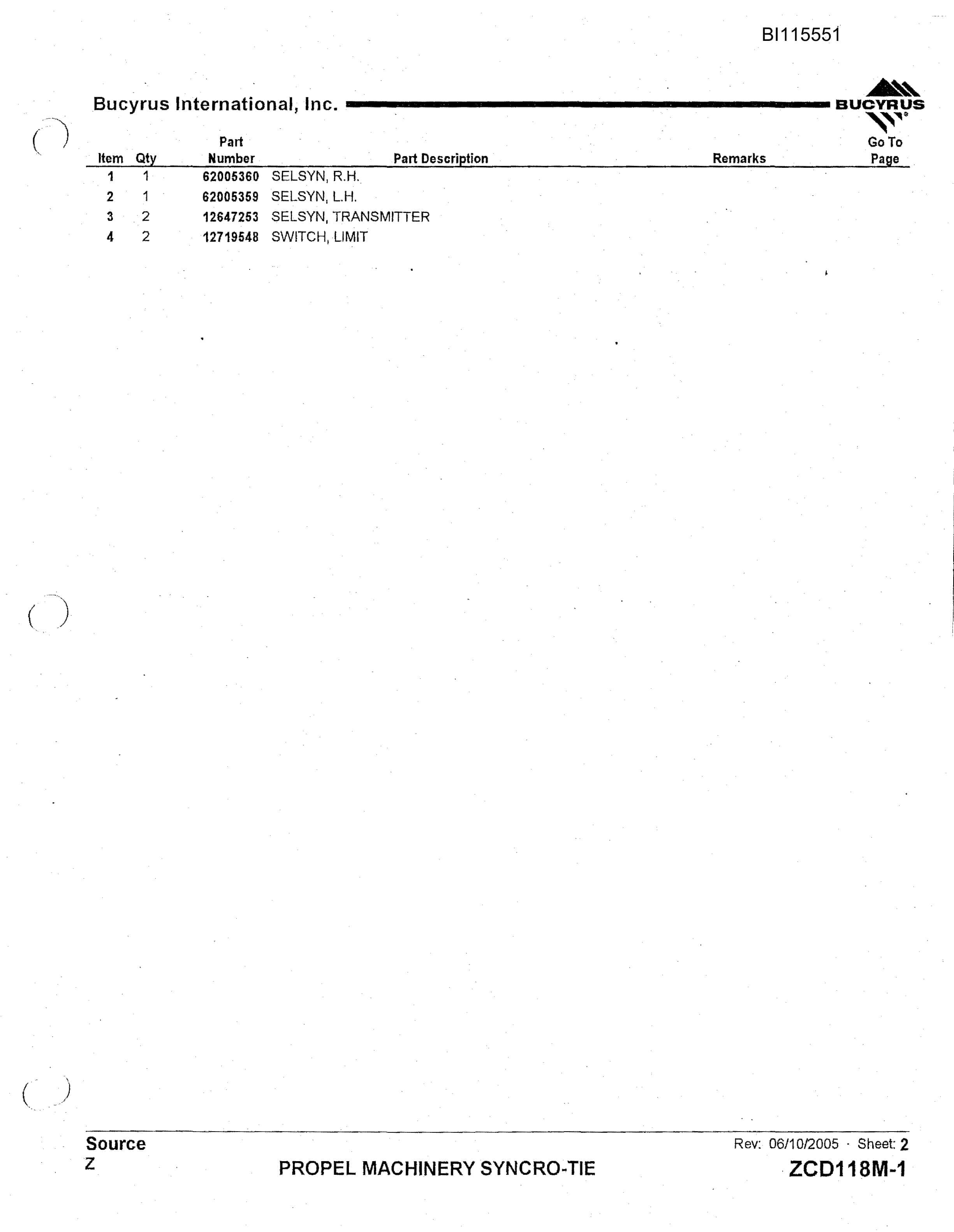 Bucyrus 1570W Walking Dragline Technical Manual BI115551-5