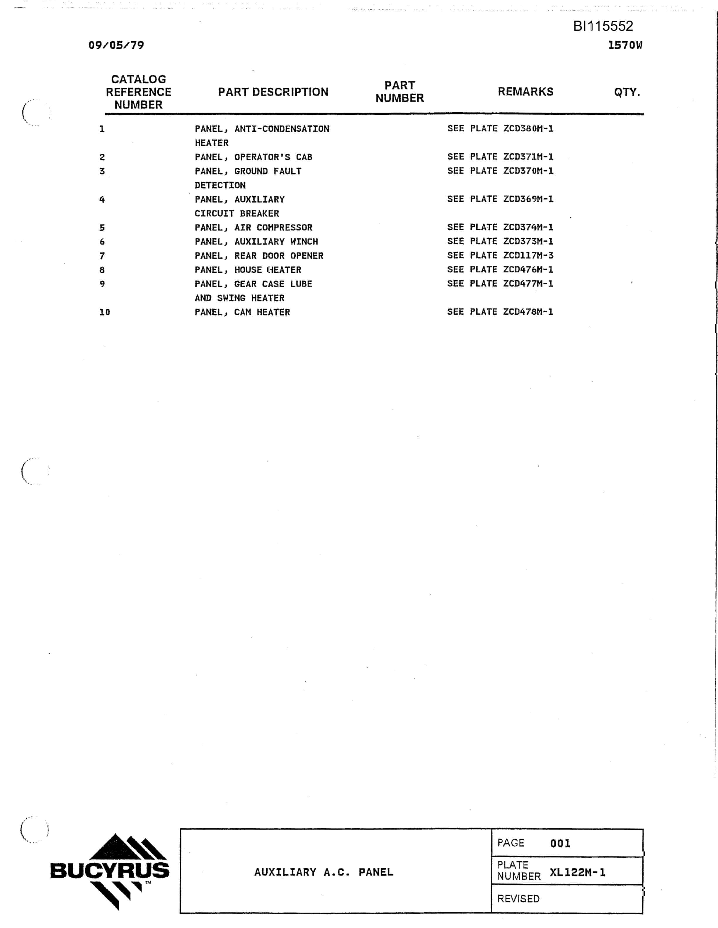 Bucyrus 1570W Walking Dragline Technical Manual BI115552-2