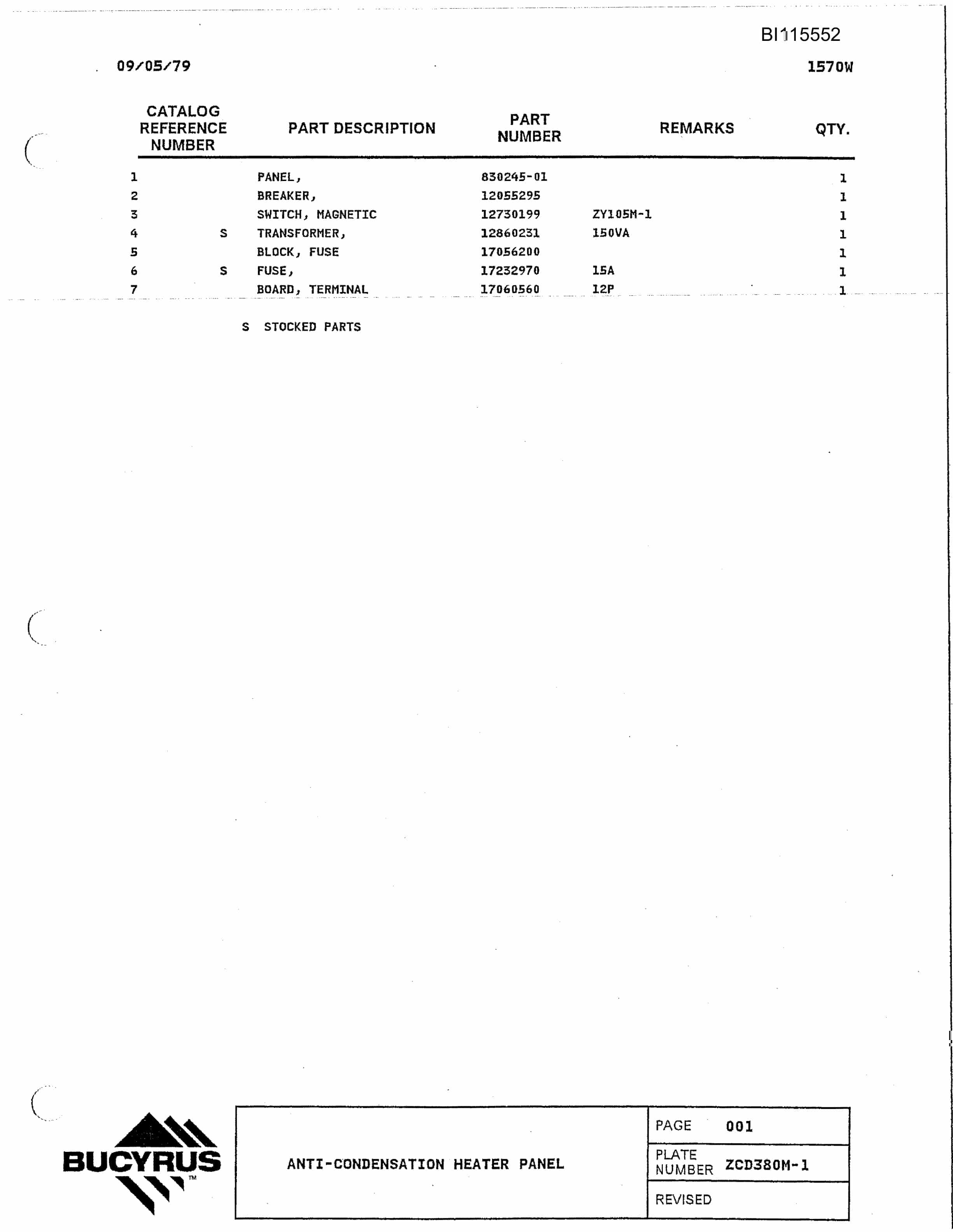 Bucyrus 1570W Walking Dragline Technical Manual BI115552-3