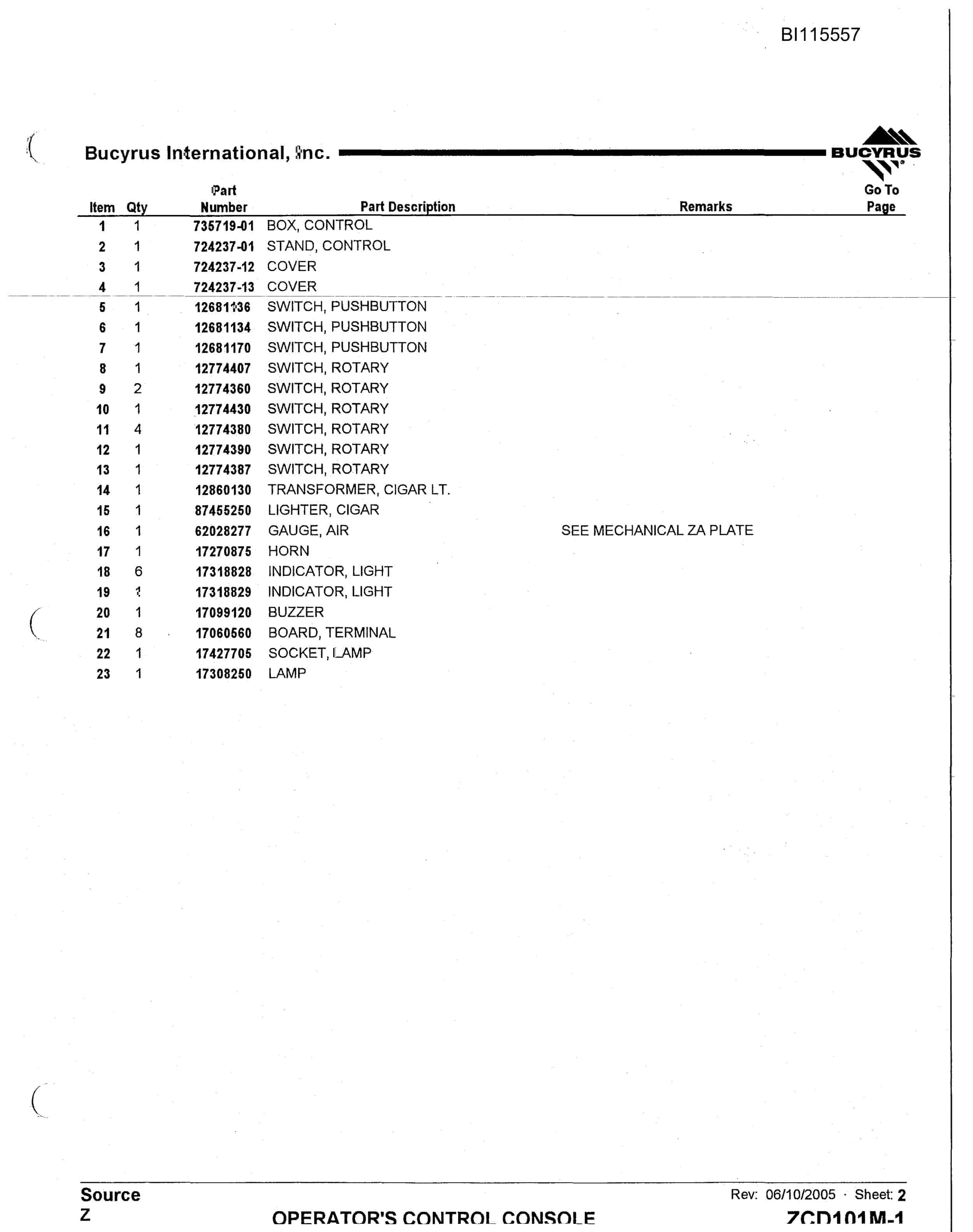 Bucyrus 1570W Walking Dragline Technical Manual BI115557-2