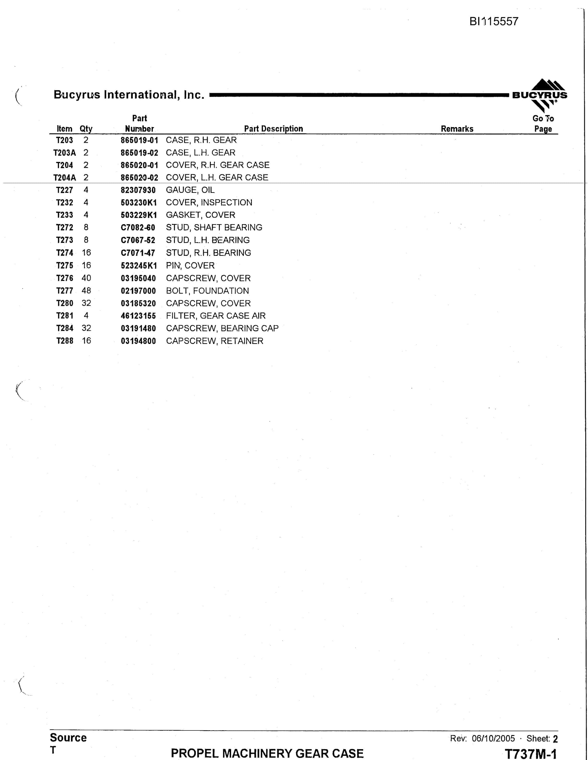 Bucyrus 1570W Walking Dragline Technical Manual BI115557-5