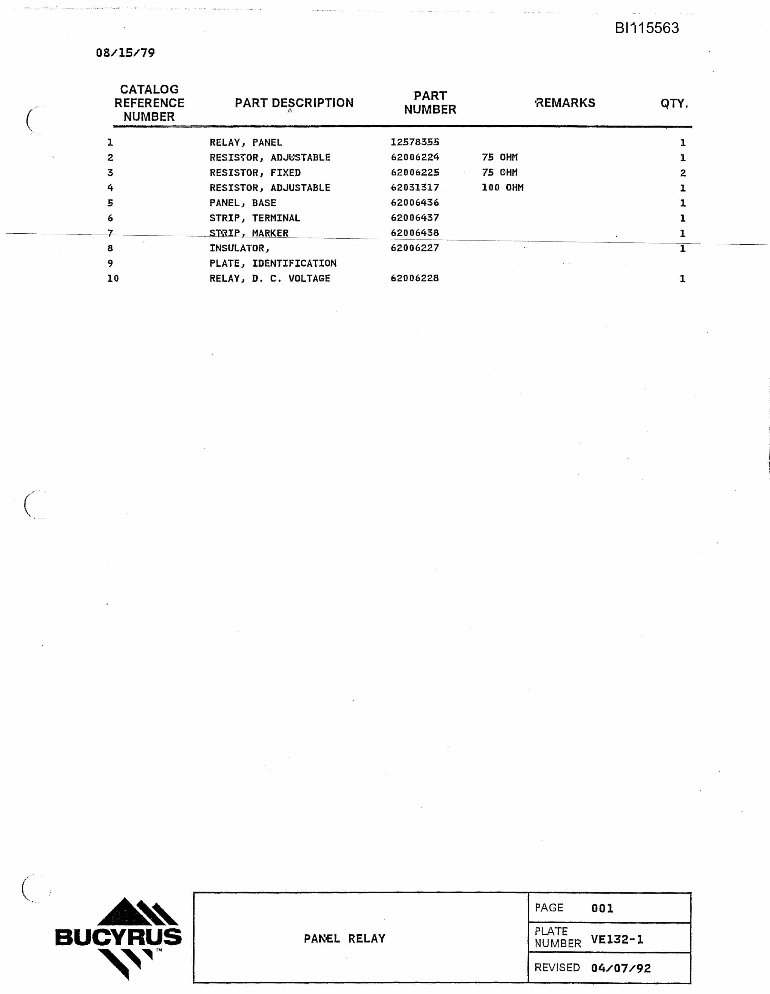 Bucyrus 1570W Walking Dragline Technical Manual BI115563-4